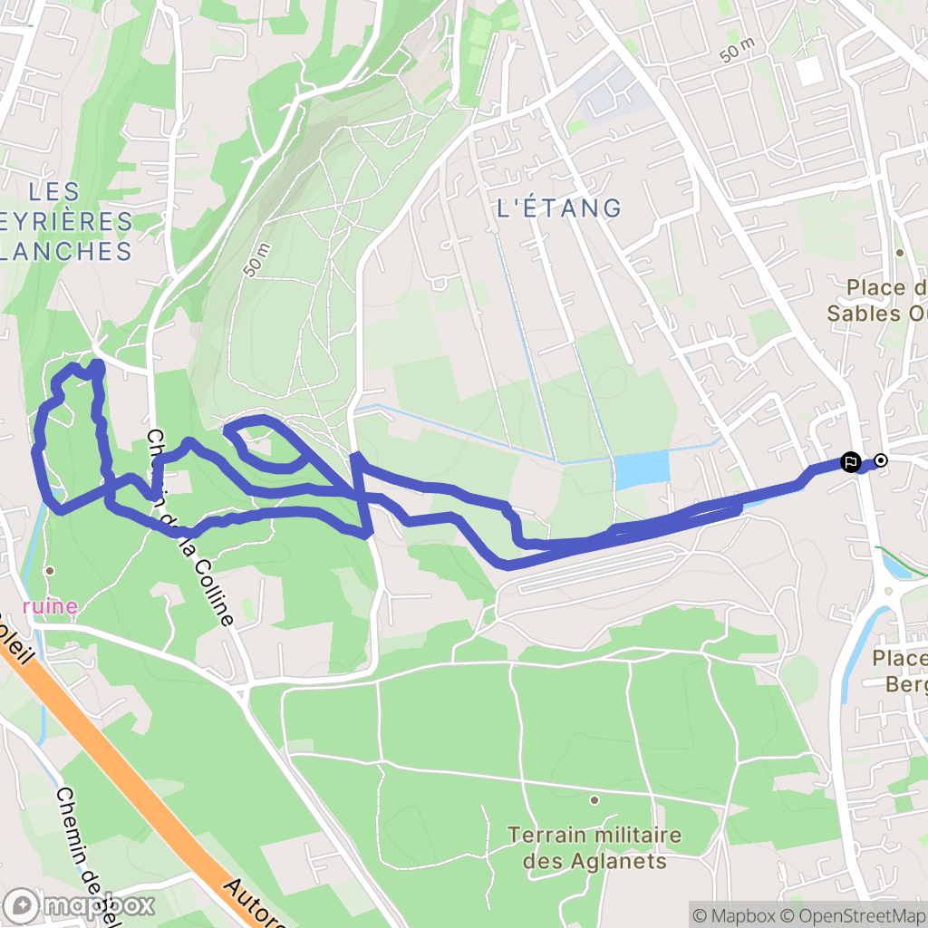 Orange : carte du parcours de randonnée - France
