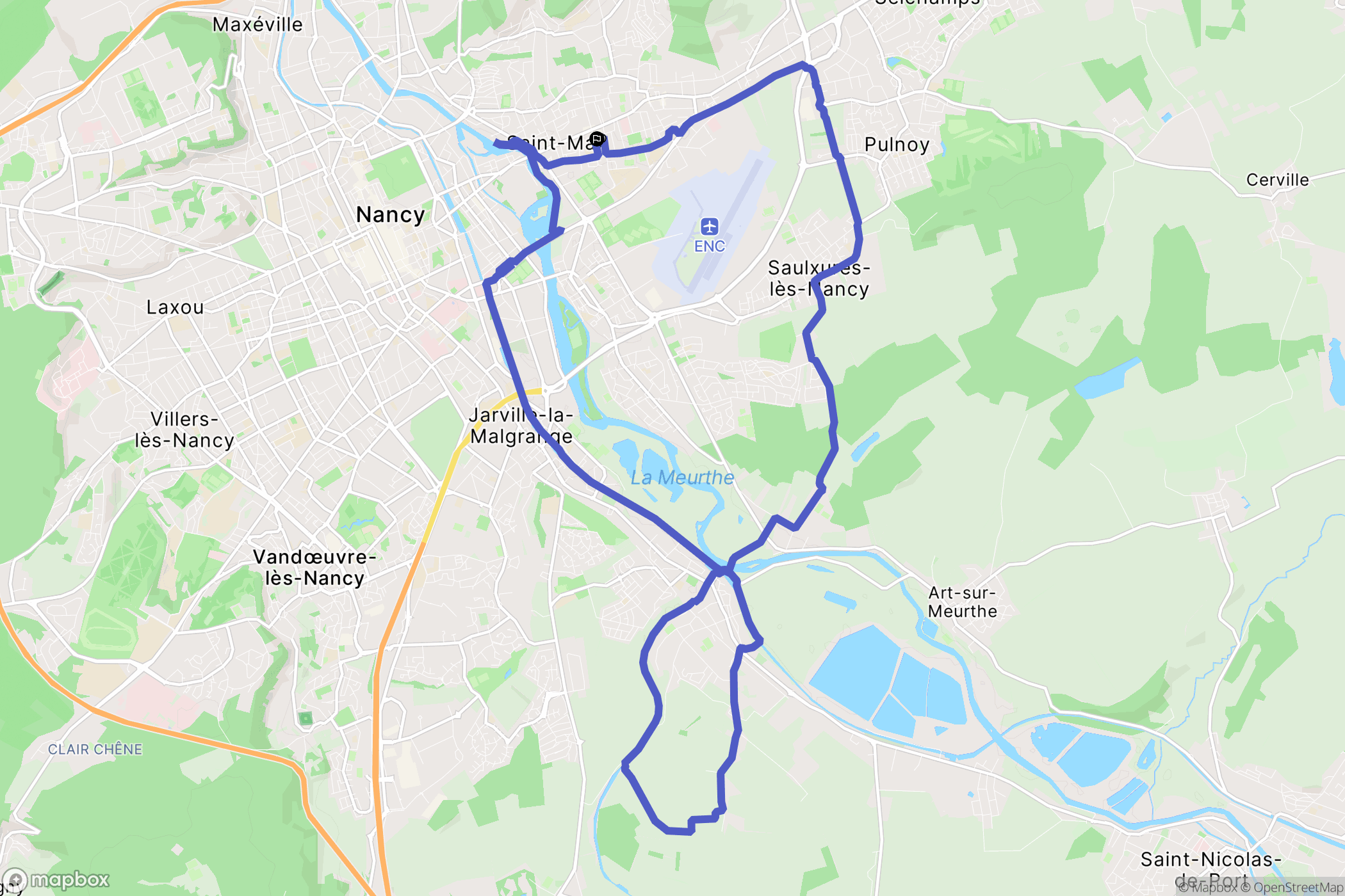 Saint-Max : carte du parcours de randonnée - France