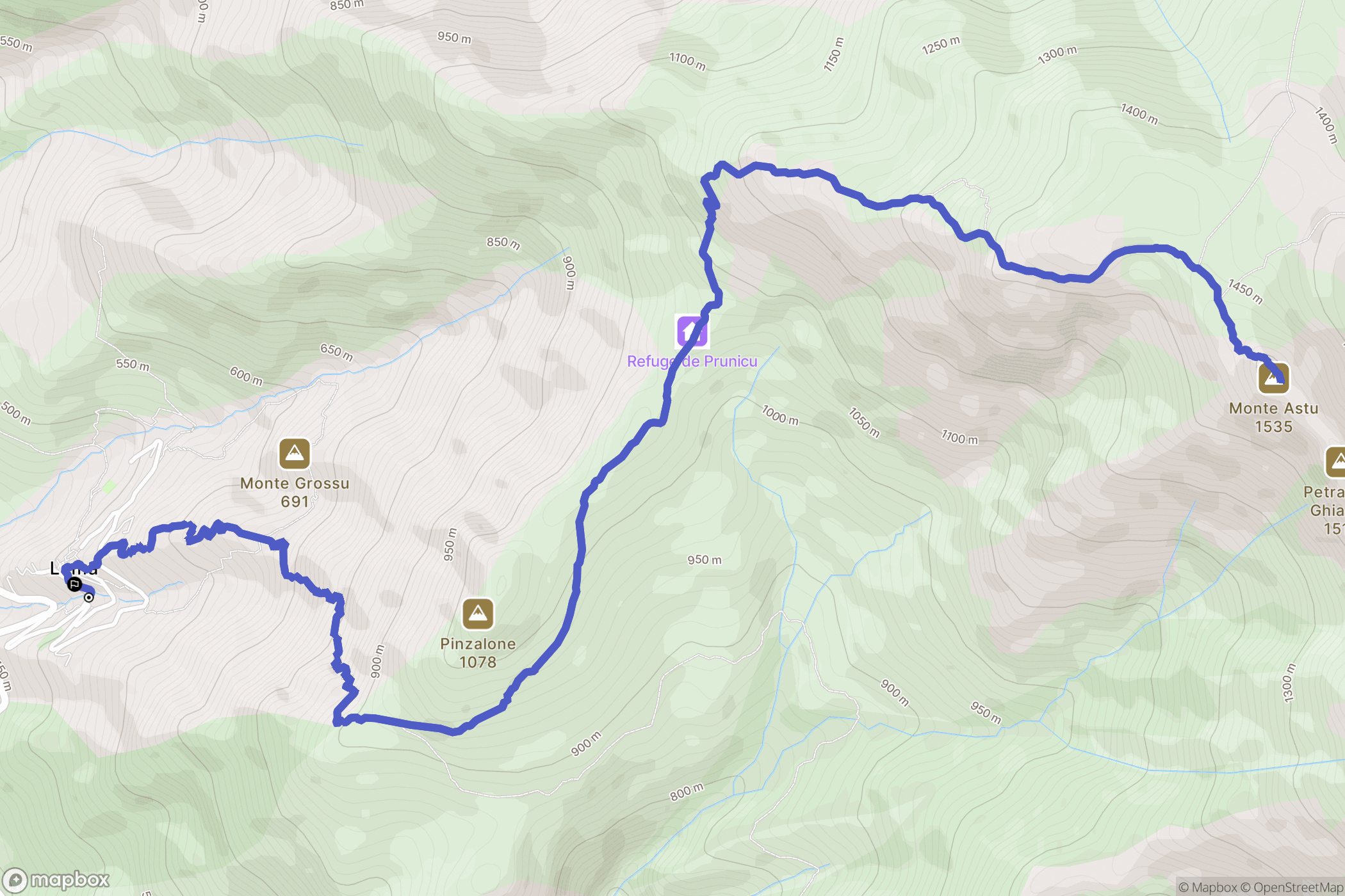 Lama : carte du parcours de randonnée - France