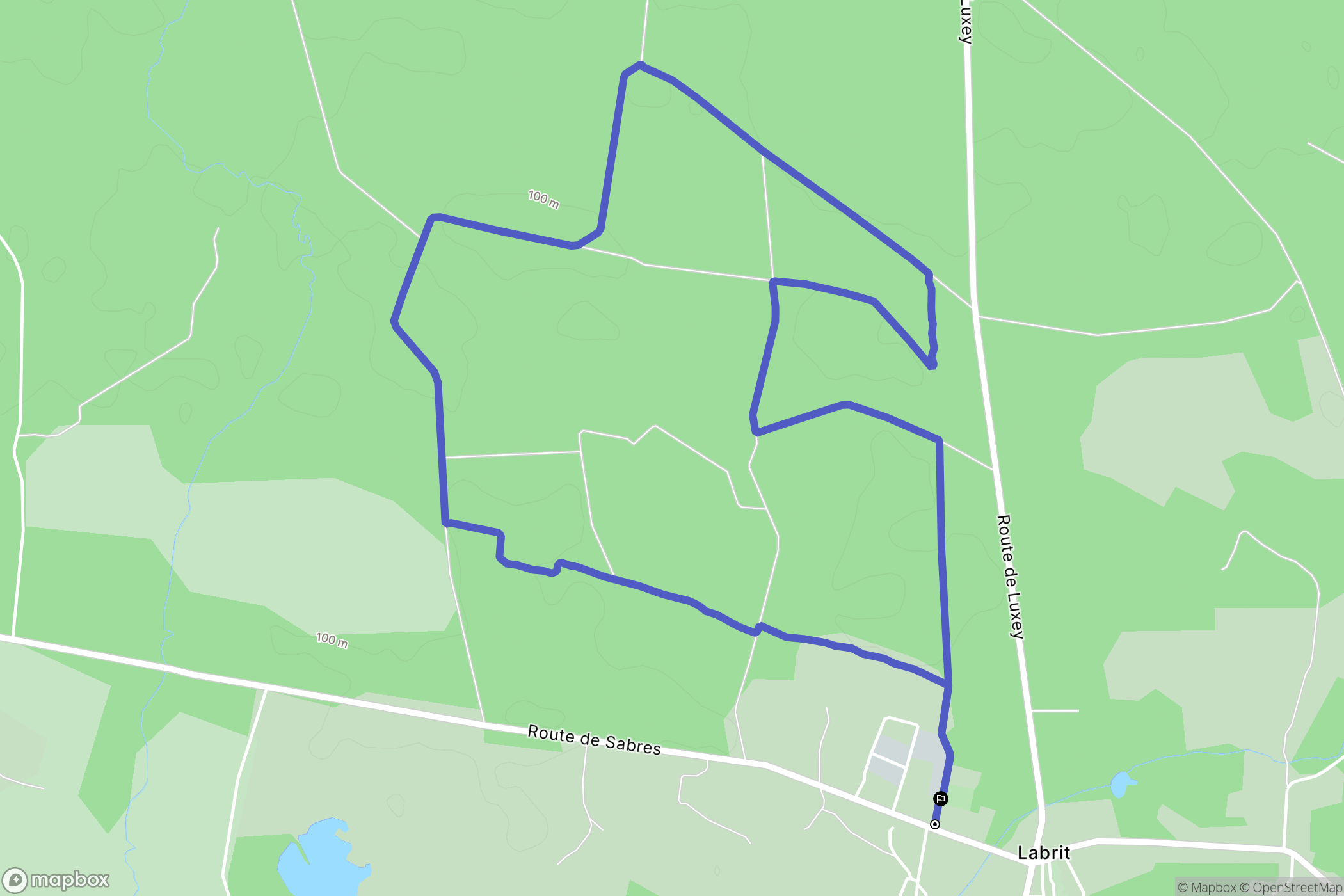 Labrit : carte du parcours de randonnée - France