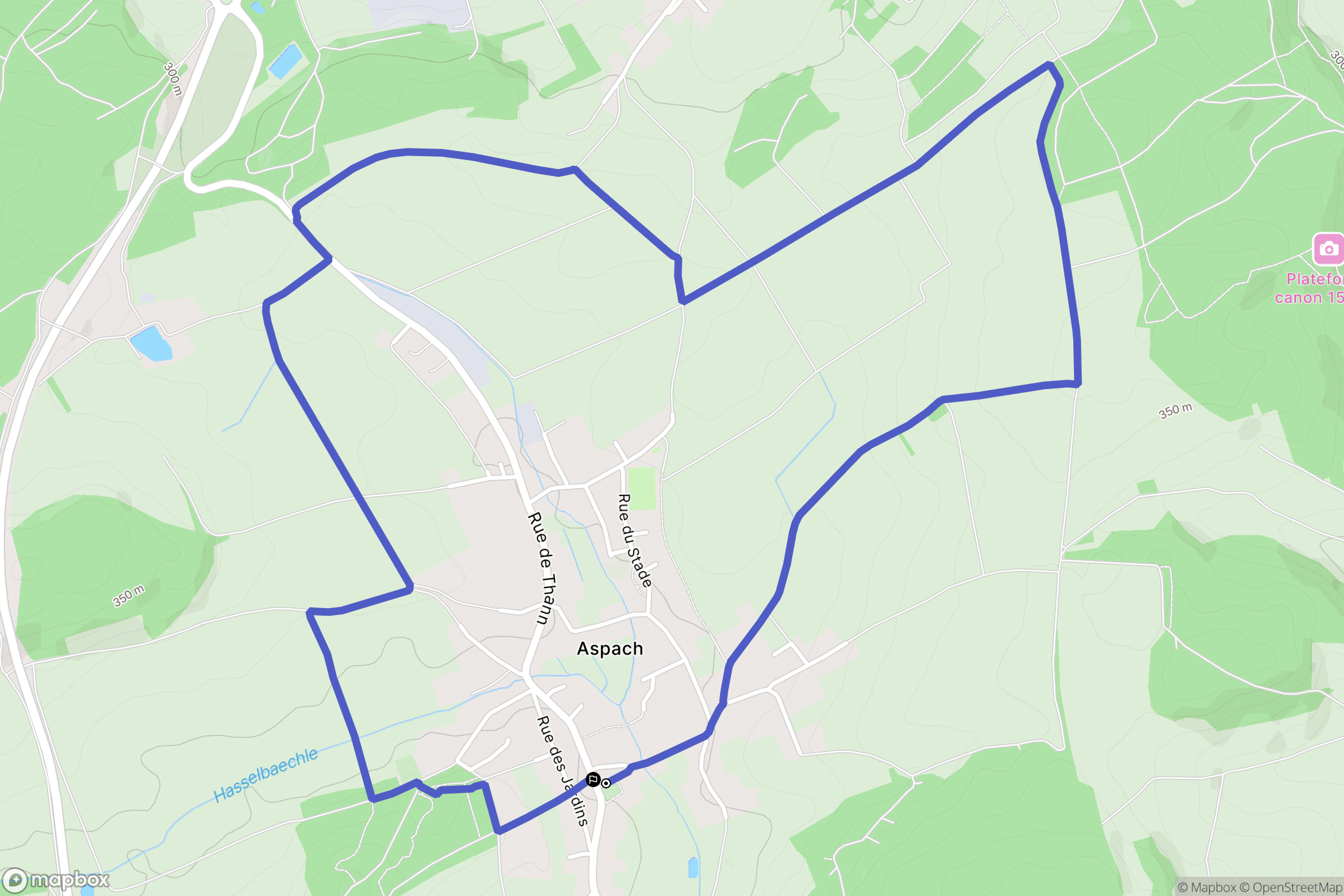 Aspach : carte du parcours de randonnée - France