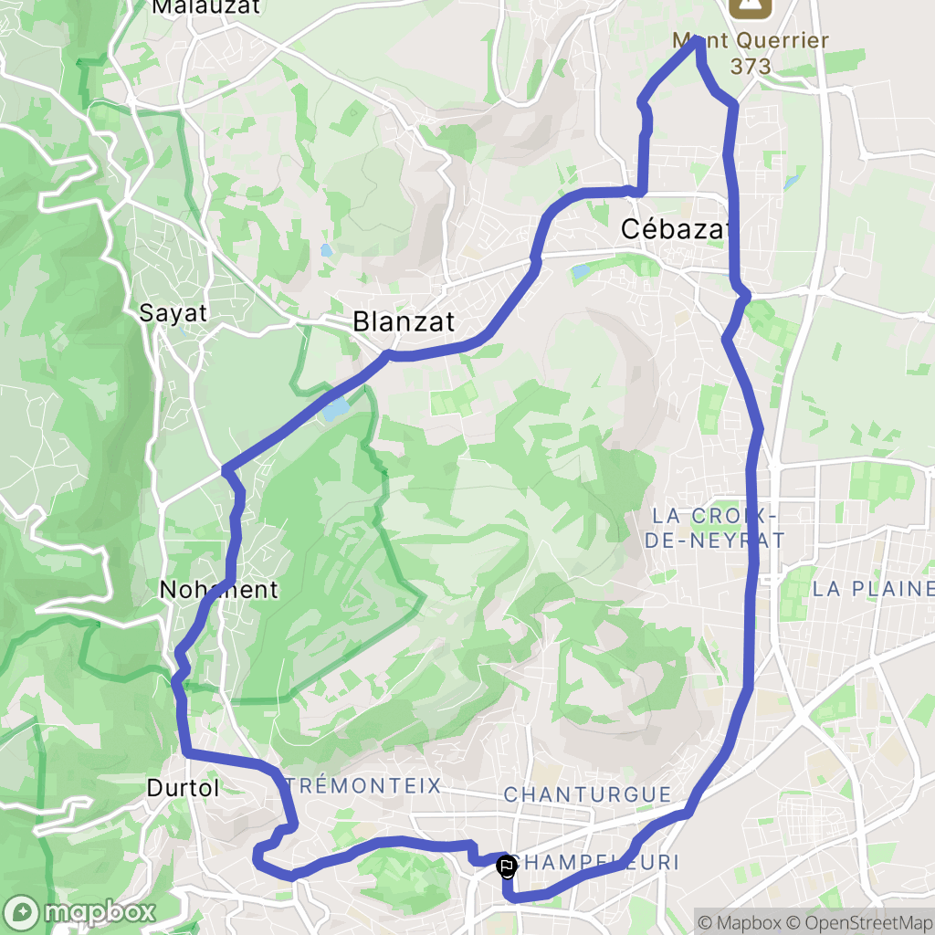 Clermont-Ferrand : carte du parcours de randonnée - France