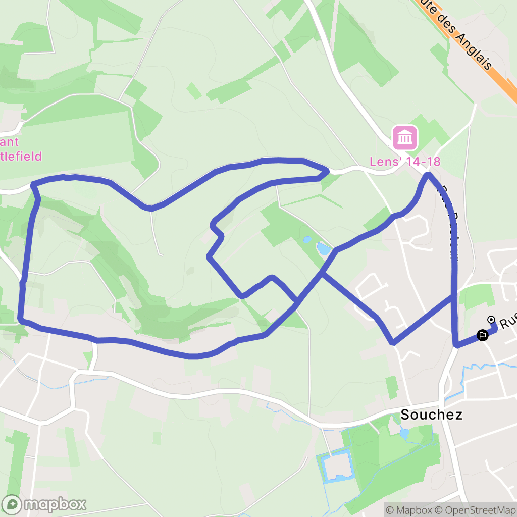 Souchez : carte du parcours de randonnée - France