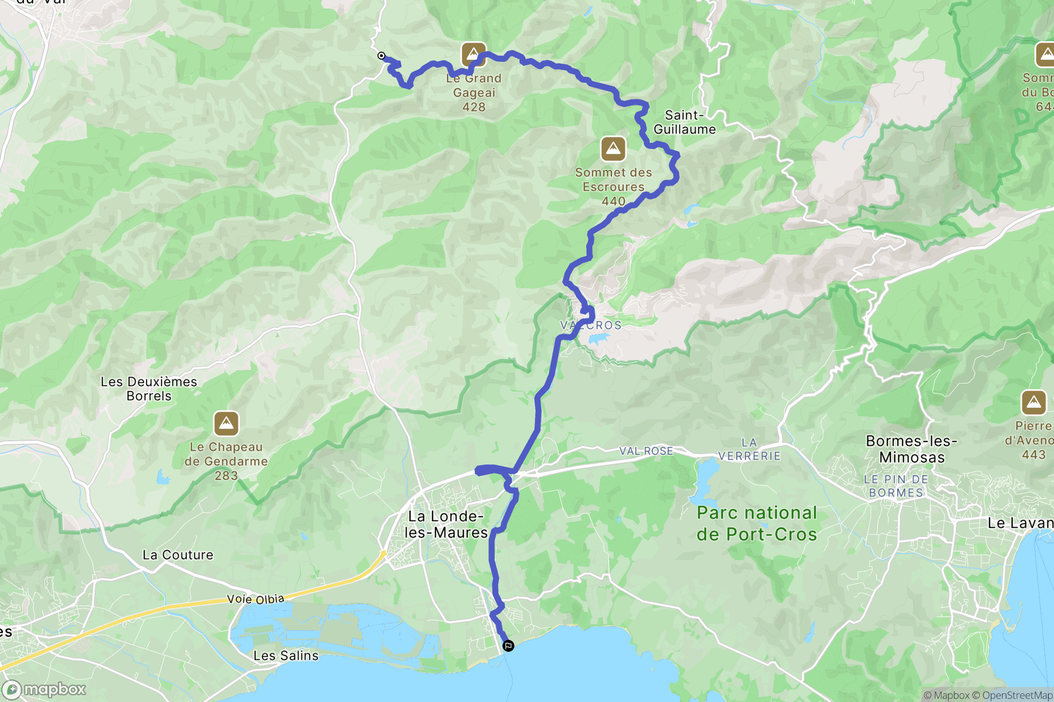 Pierrefeu-du-Var : carte du parcours de randonnée - France