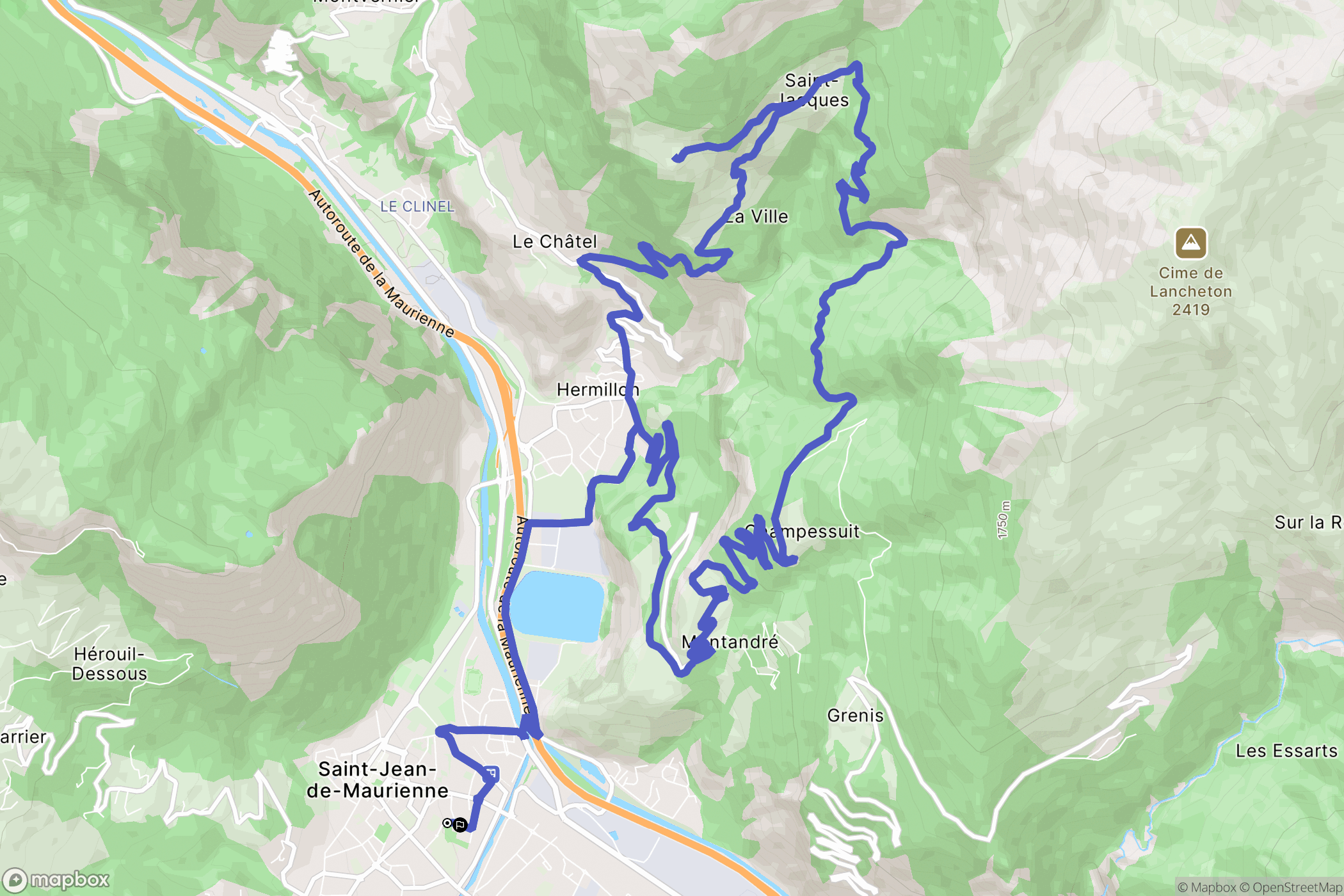 Saint-Jean-de-Maurienne : carte du parcours de randonnée - France