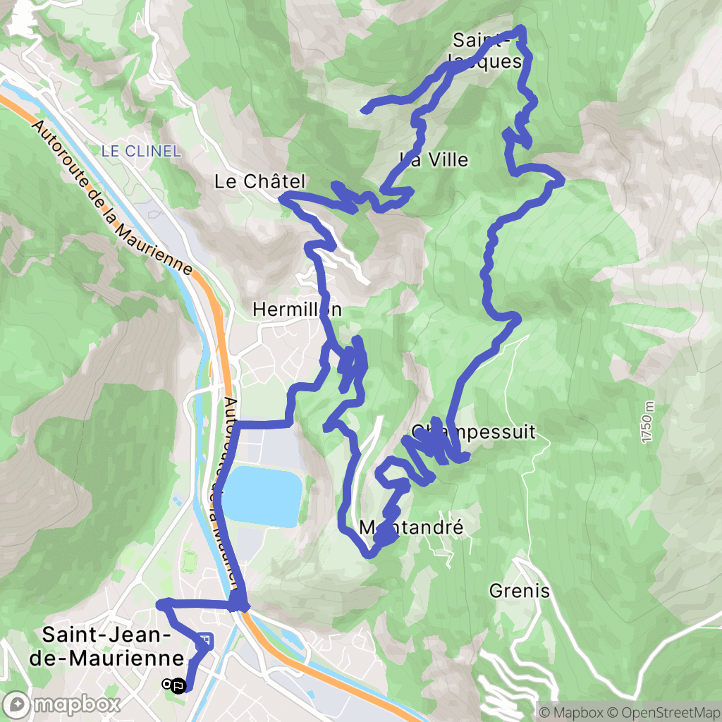 Saint-Jean-de-Maurienne : carte du parcours de randonnée - France