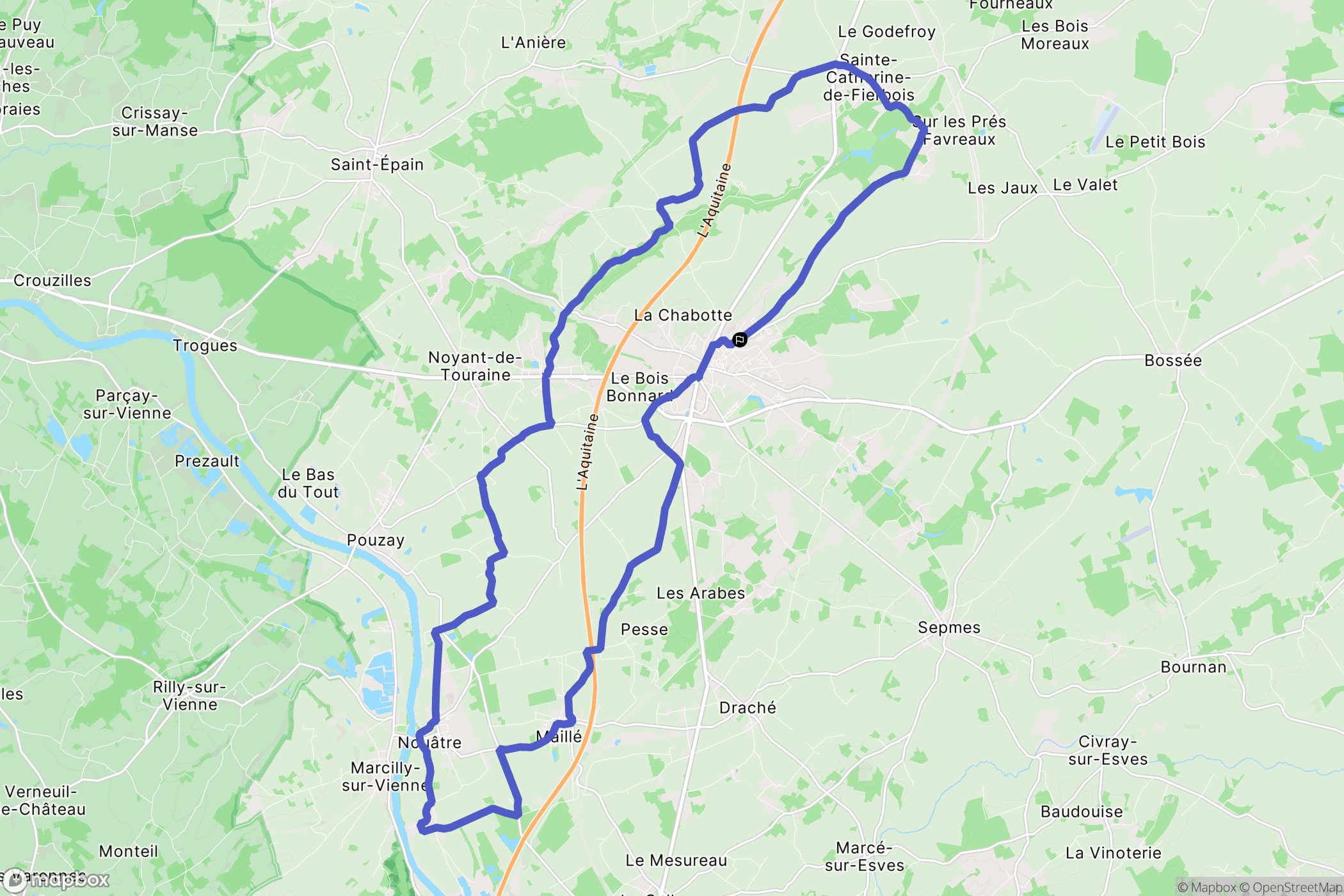 Sainte-Maure-de-Touraine : carte du parcours de randonnée - France