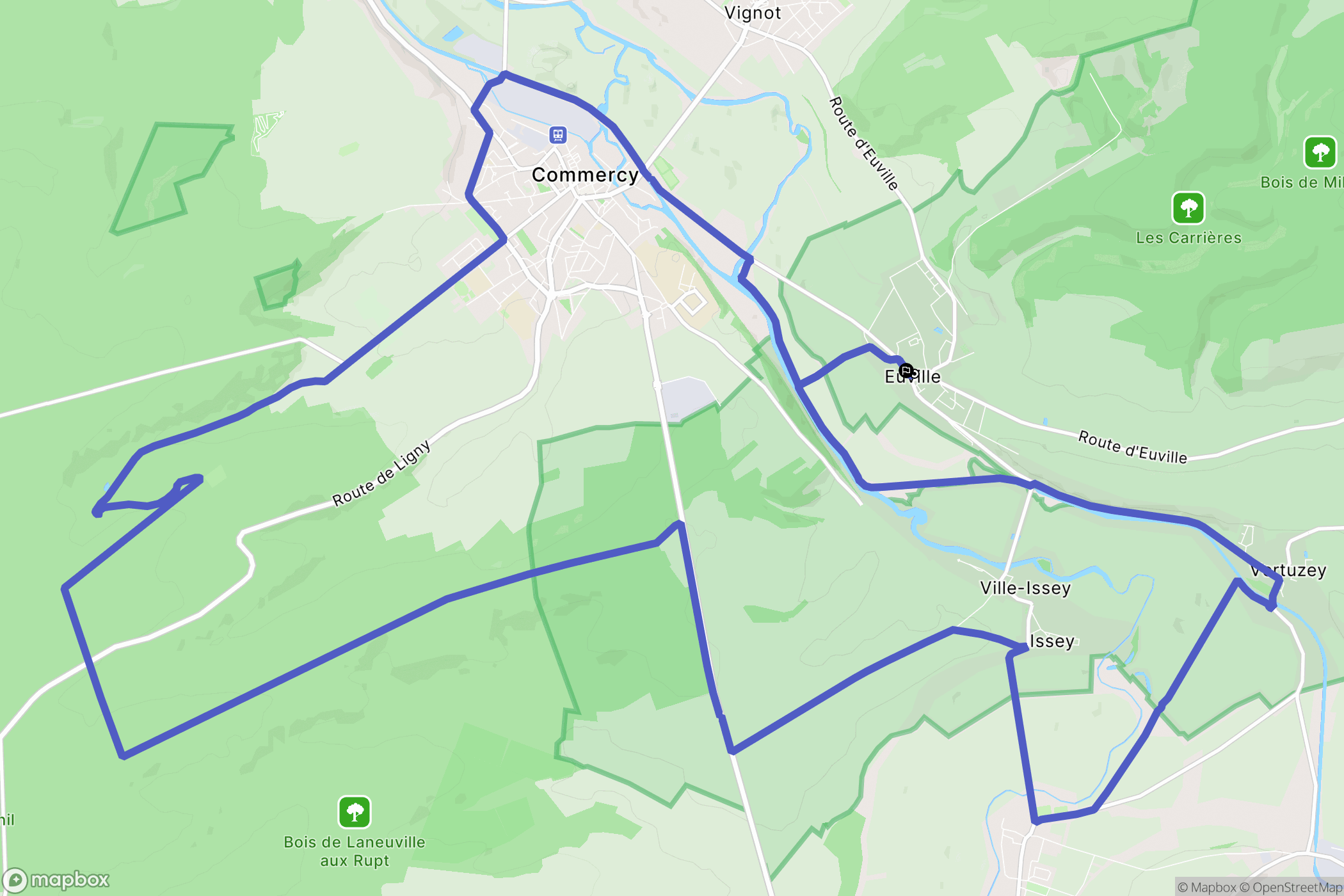 Euville : carte du parcours de randonnée - France