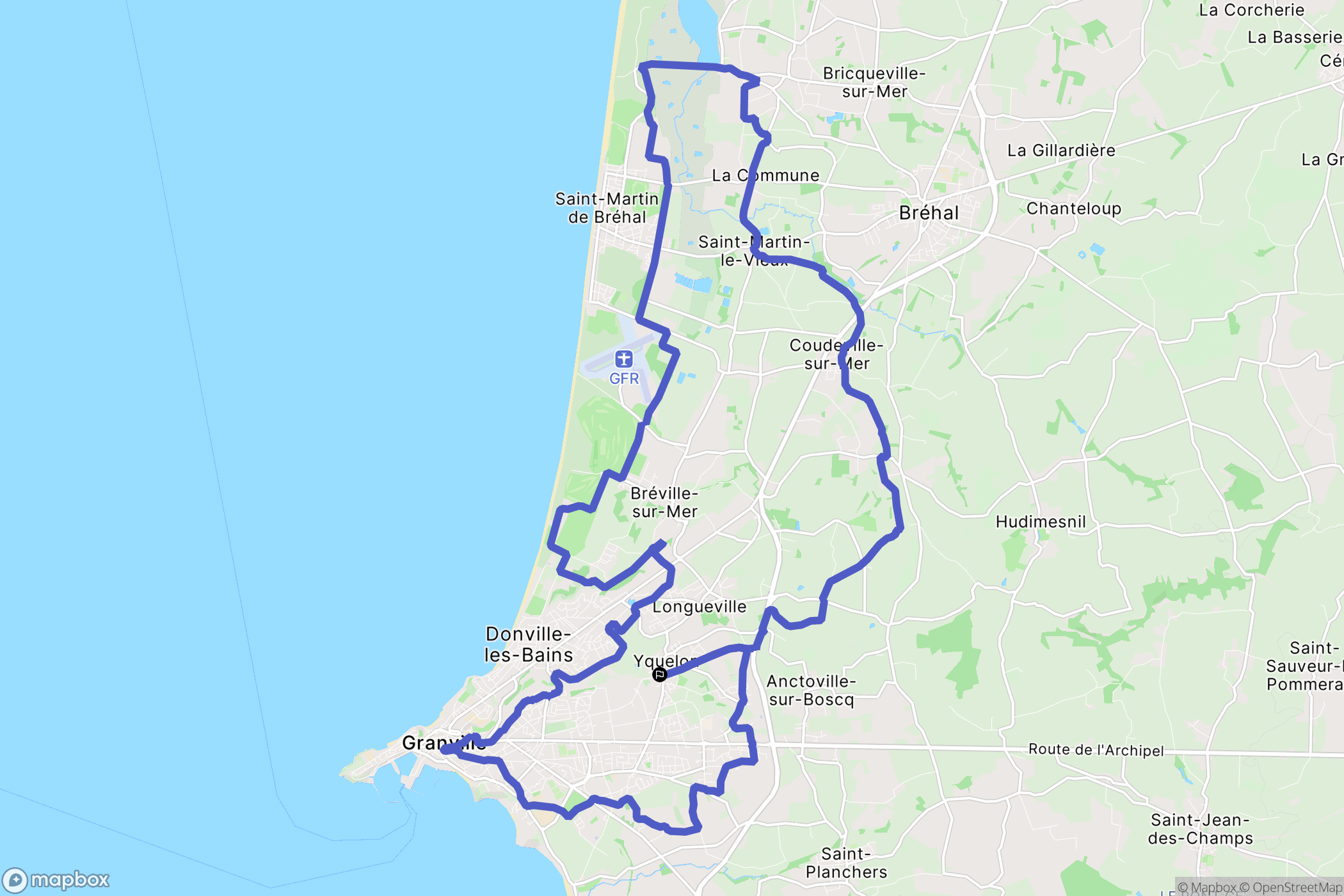 Yquelon : carte du parcours de randonnée - France