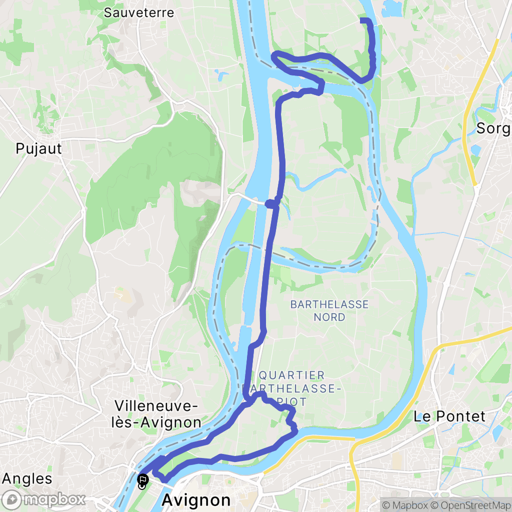 Avignon : carte du parcours de randonnée - France