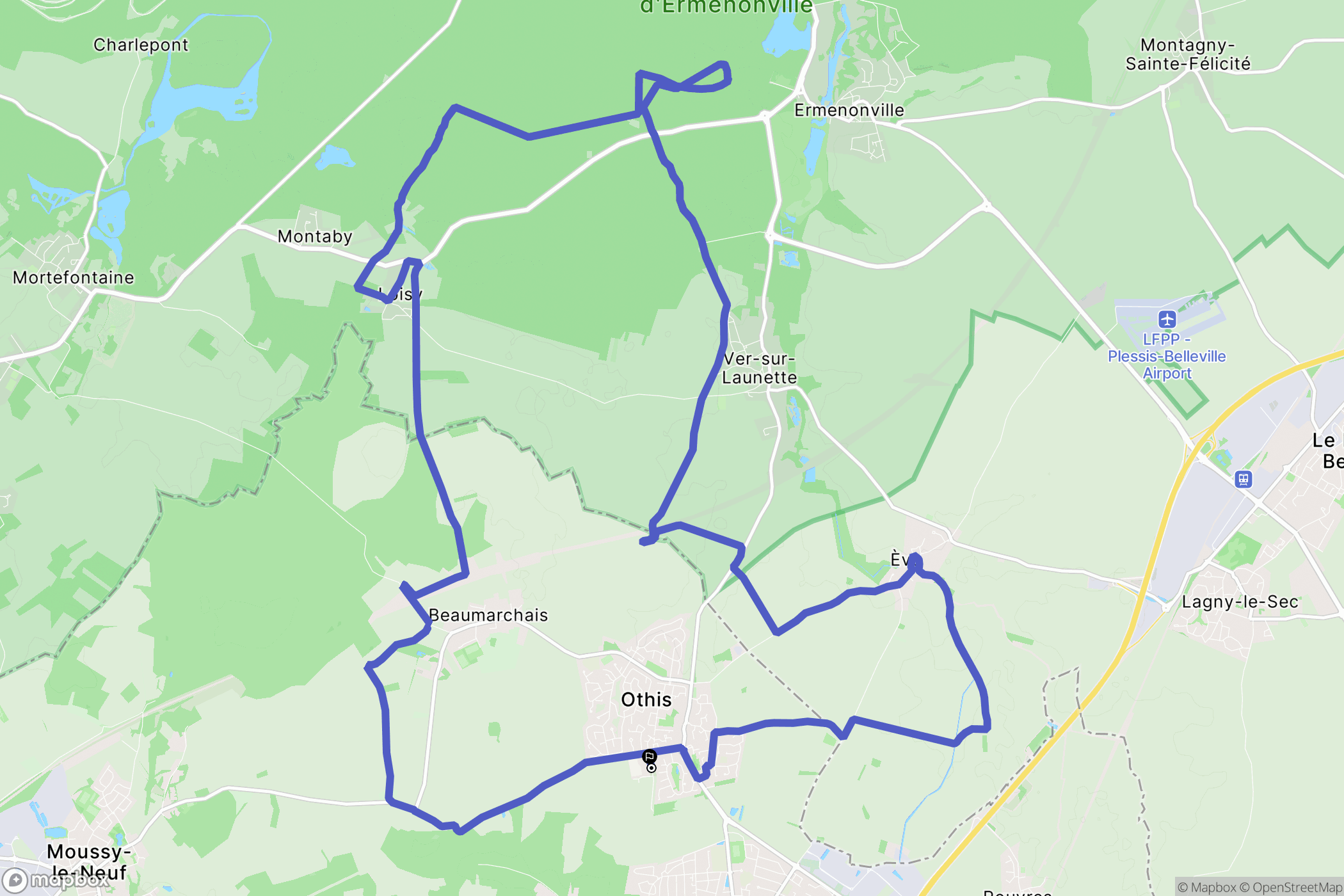 Othis : carte du parcours de randonnée - France
