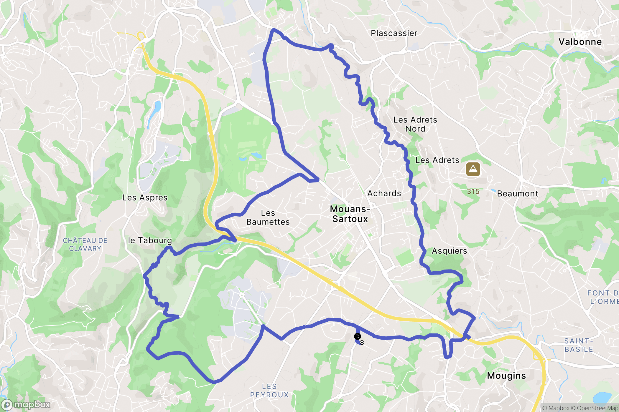Mougins : carte du parcours de randonnée - France