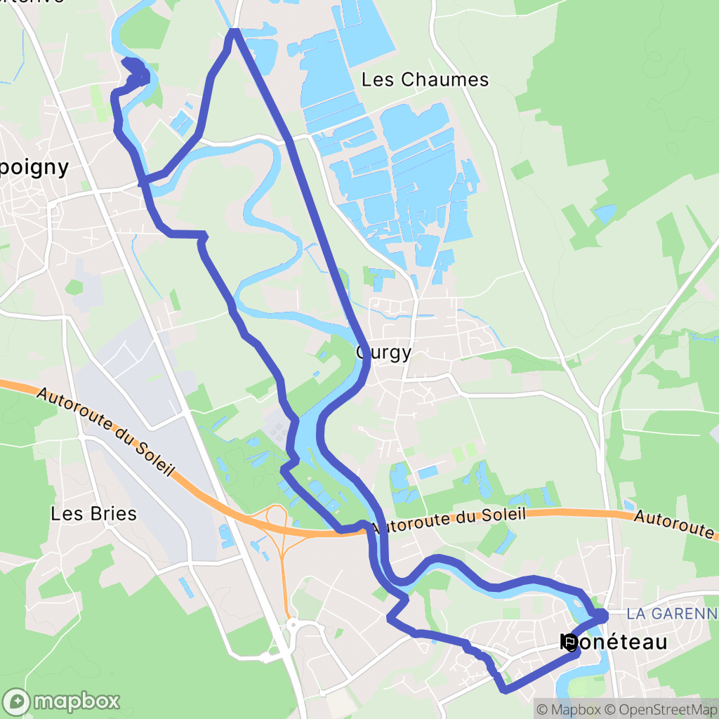 Monéteau : carte du parcours de randonnée - France