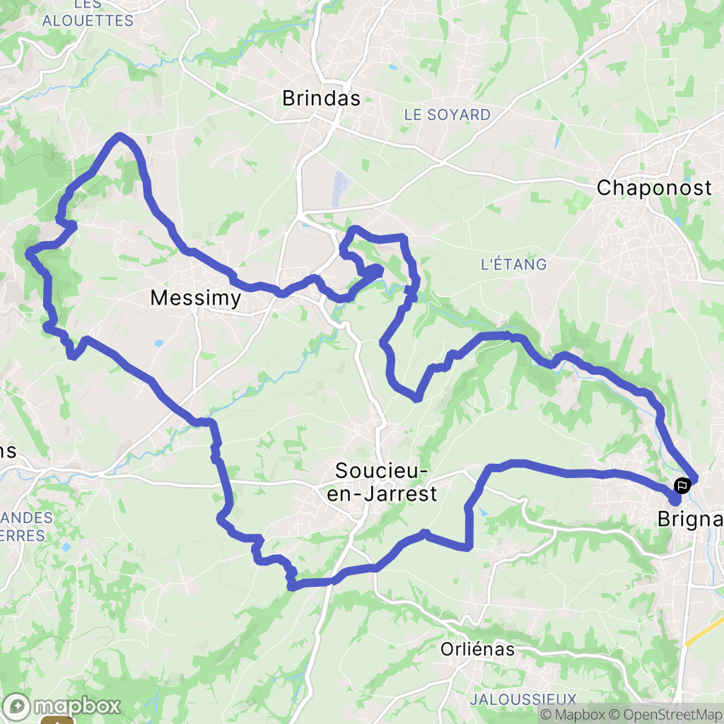 Brignais : carte du parcours de randonnée - France