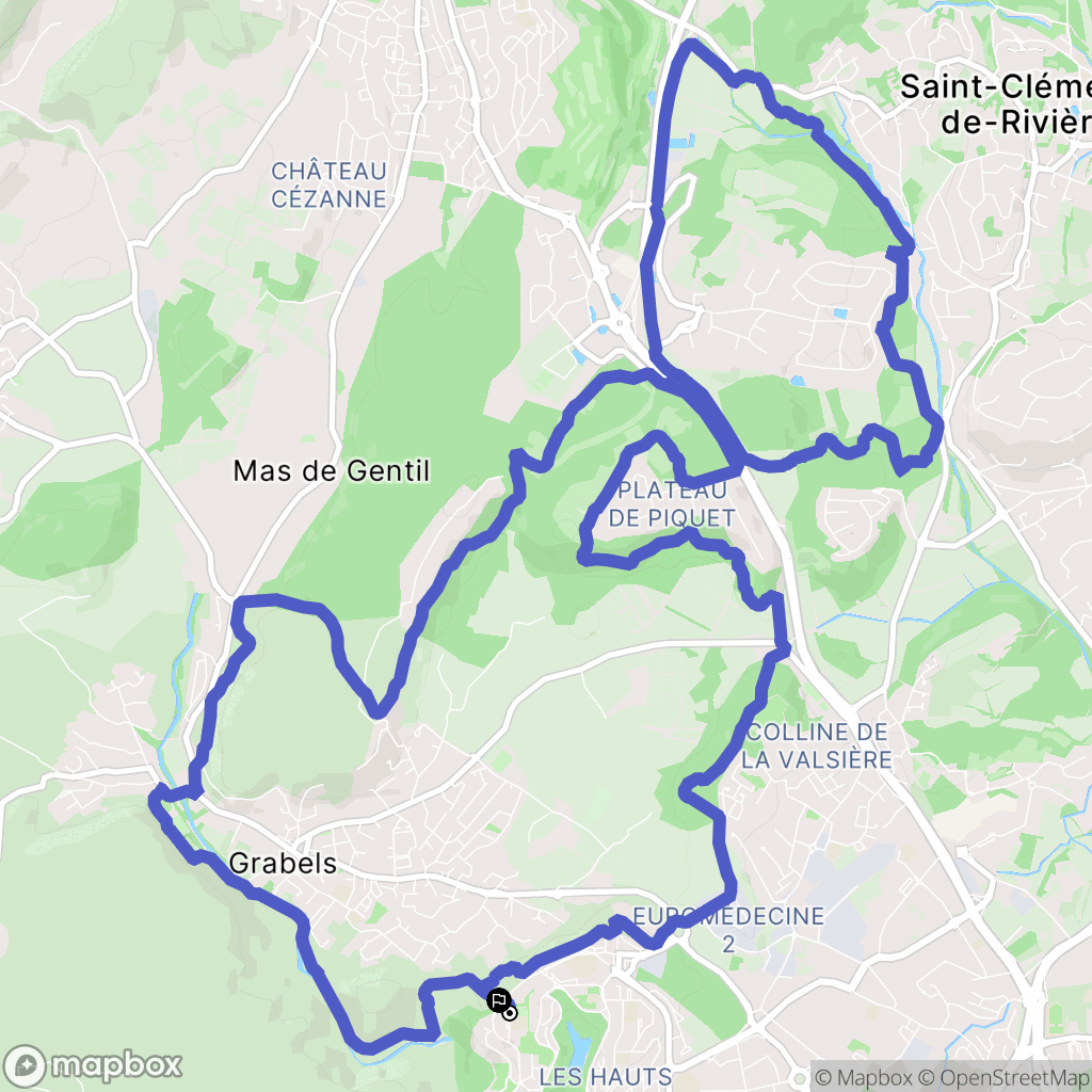 Montpellier : carte du parcours de randonnée - France