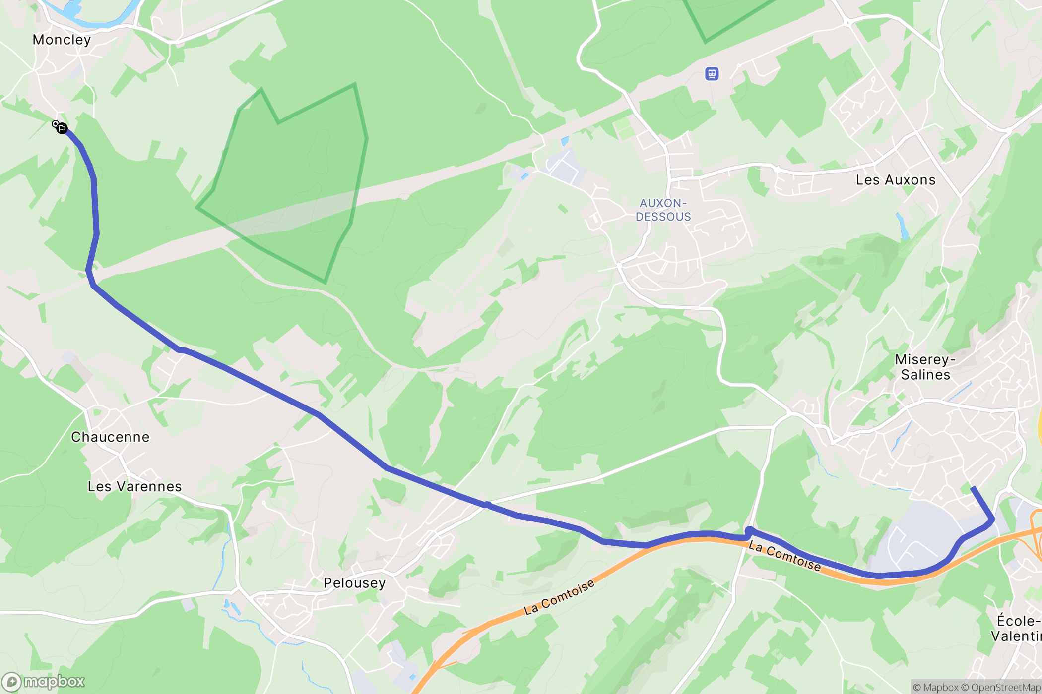 Moncley : carte du parcours de randonnée - France