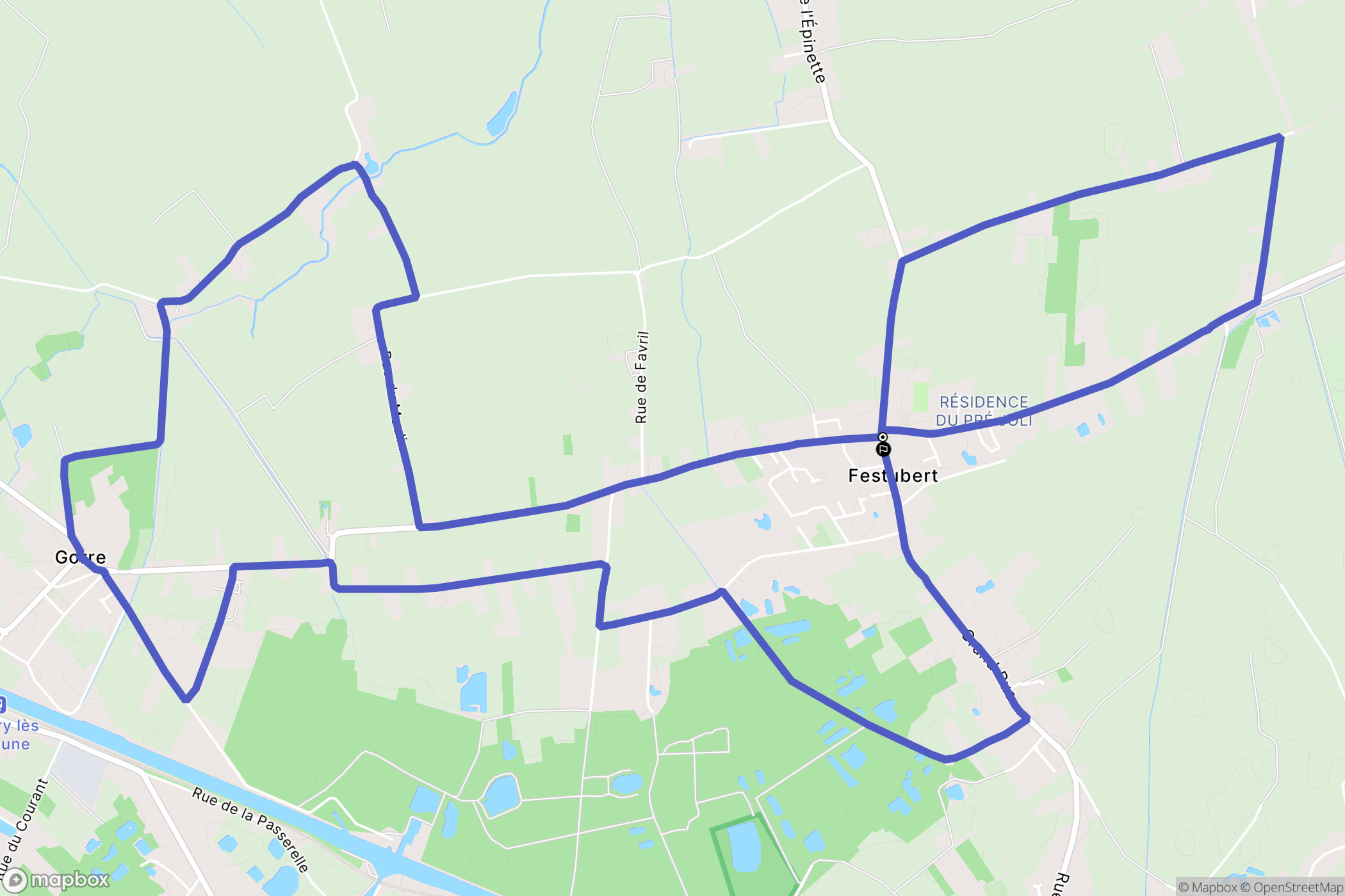 Festubert : carte du parcours de randonnée - France