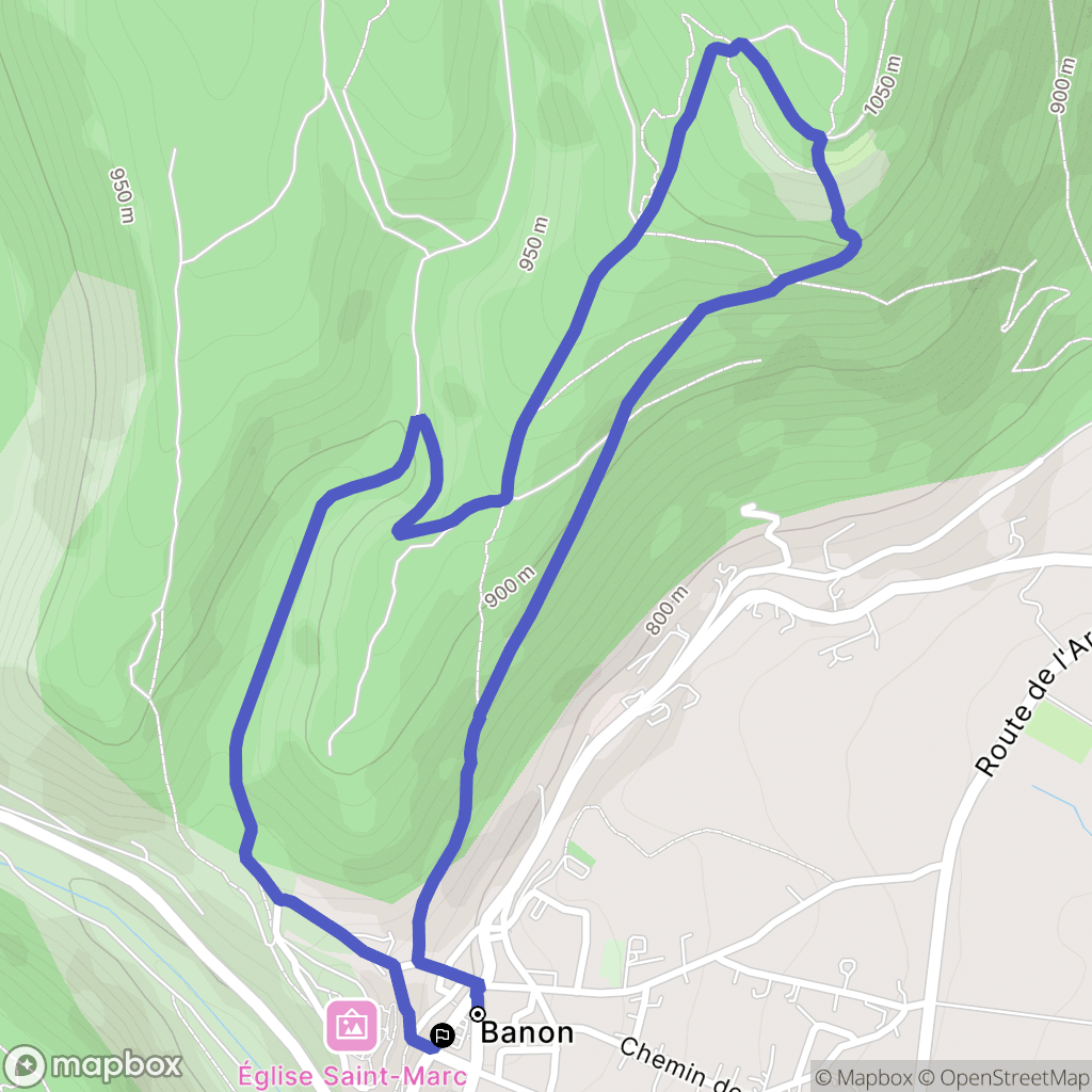 Banon : carte du parcours de randonnée - France