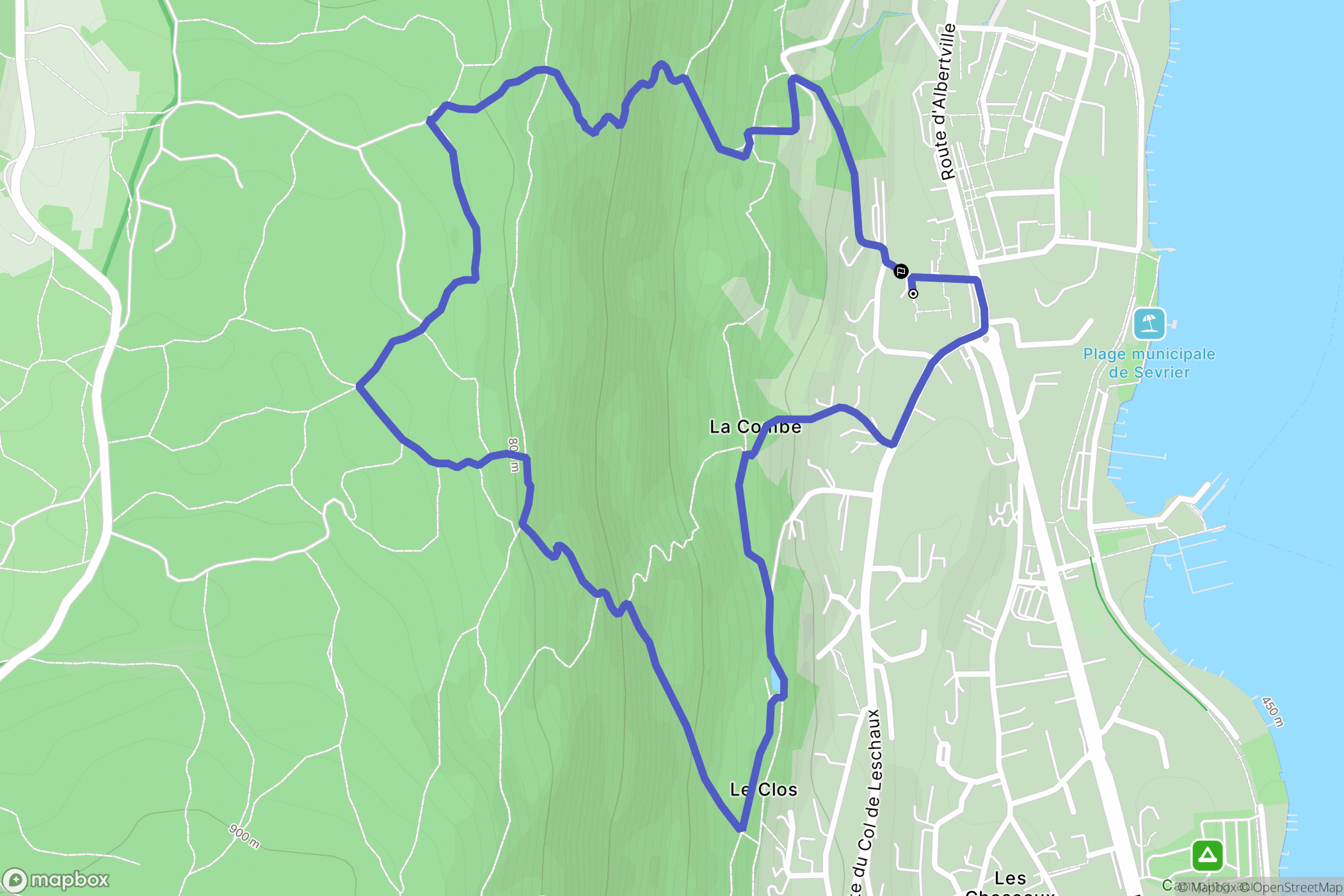 Sévrier : carte du parcours de randonnée - France