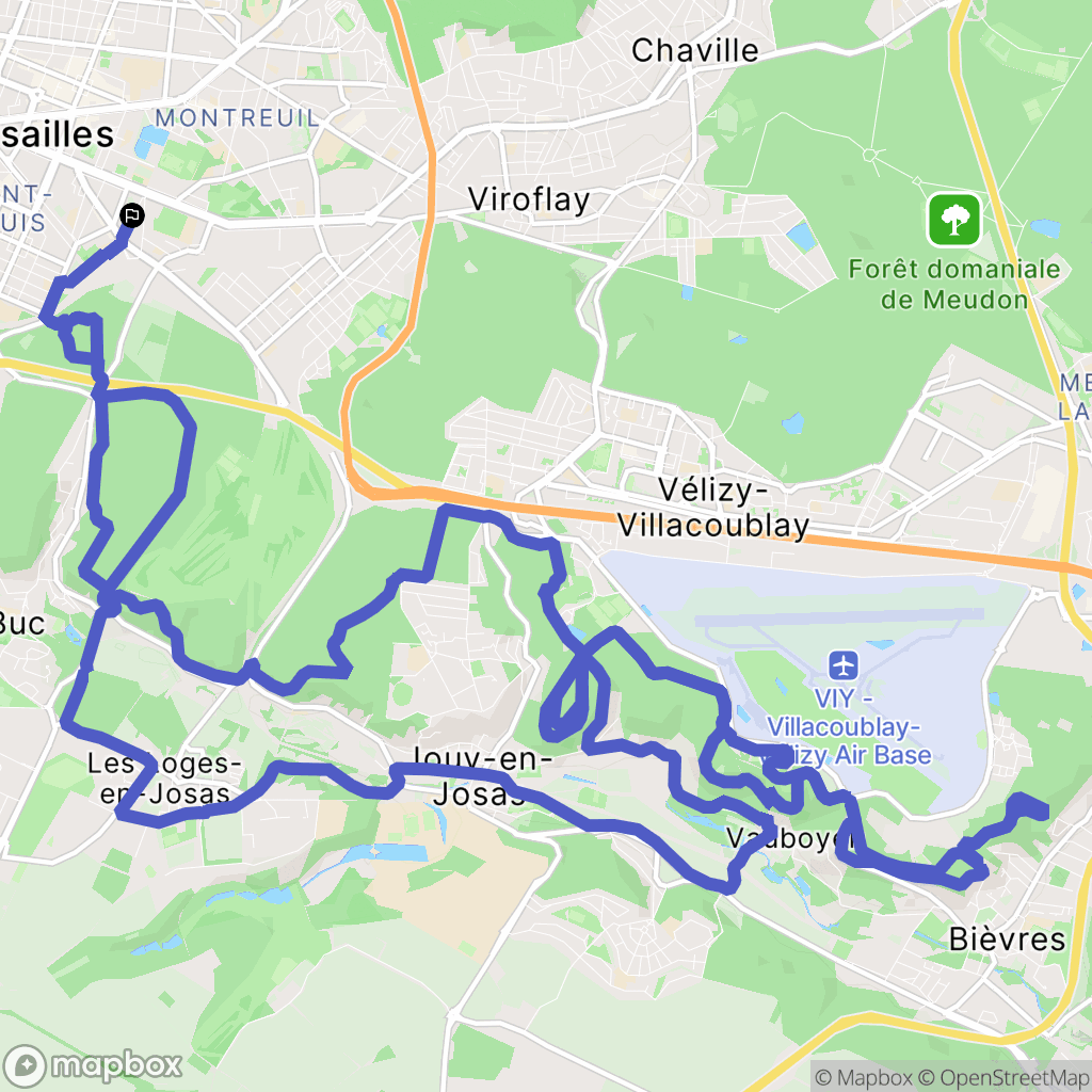 Versailles : carte du parcours de randonnée - France