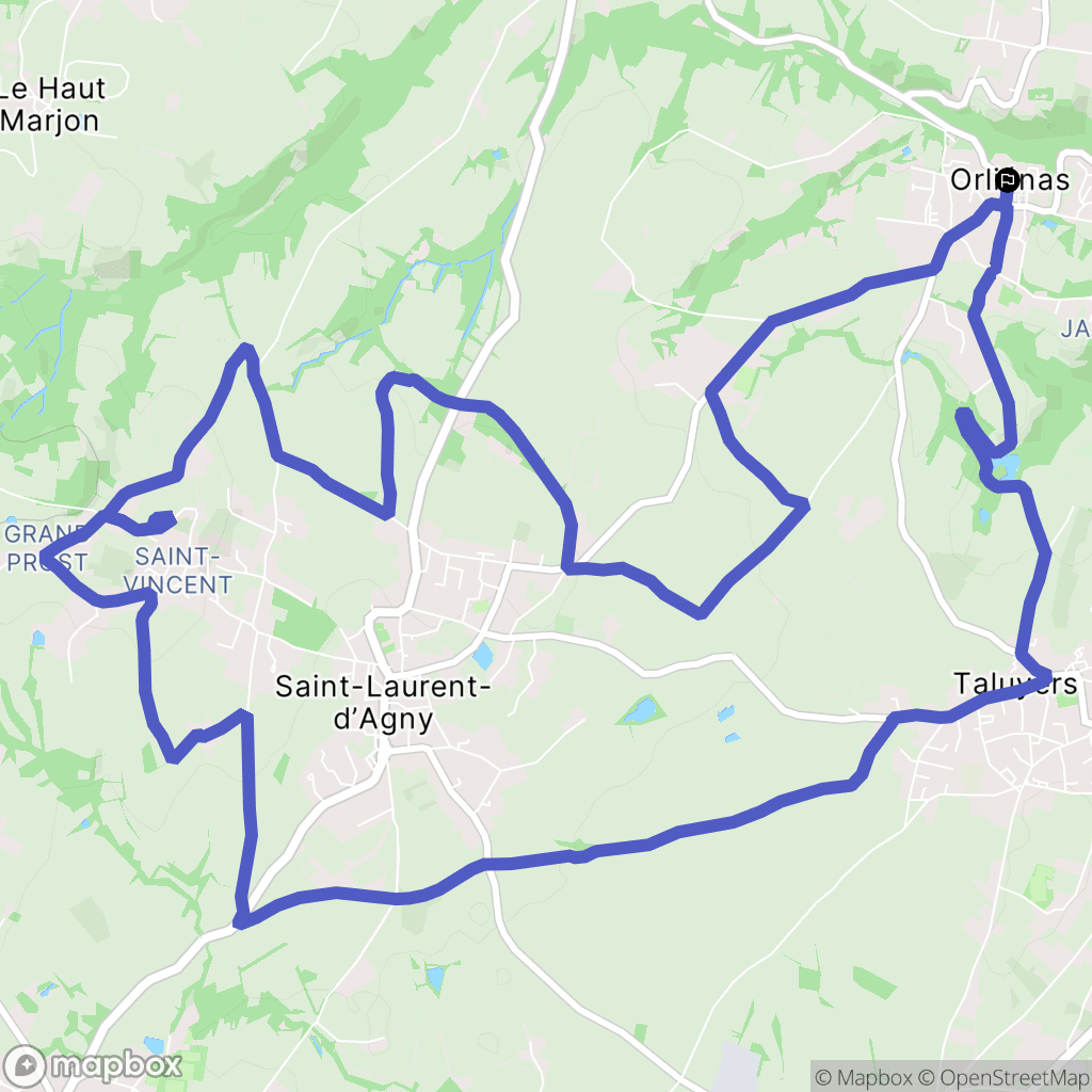 Orliénas : carte du parcours de randonnée - France