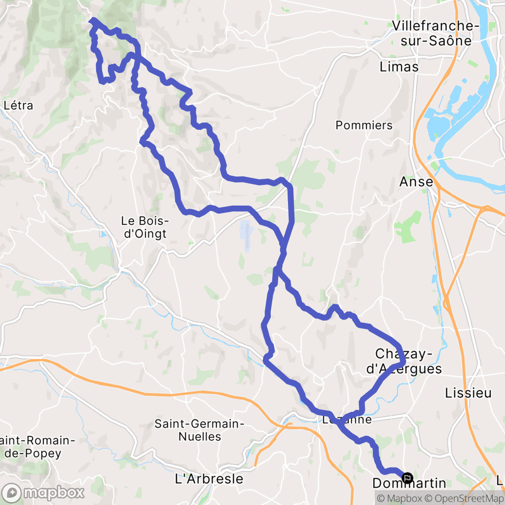 Dommartin : carte du parcours de randonnée - France
