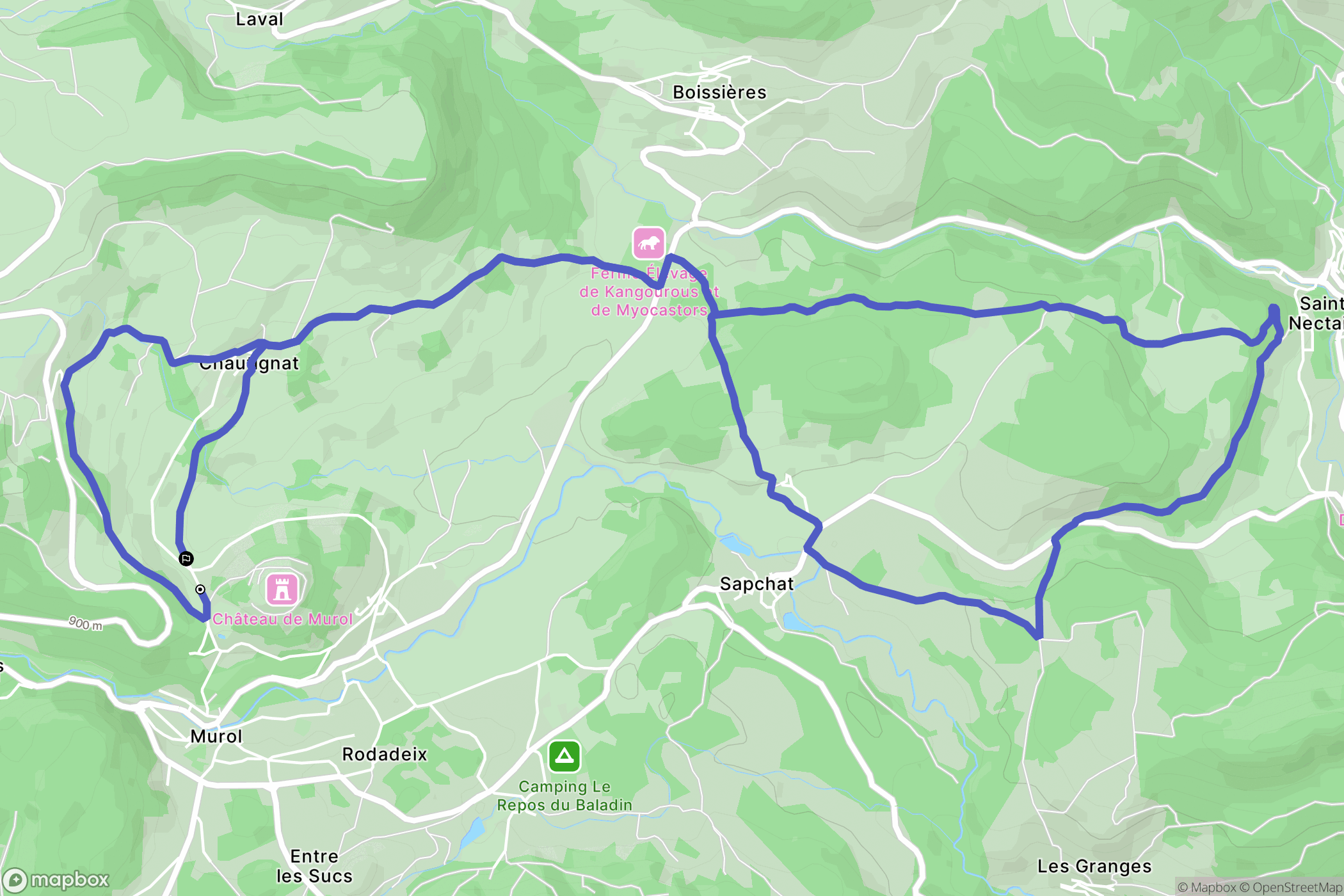 Murol : carte du parcours de randonnée - France