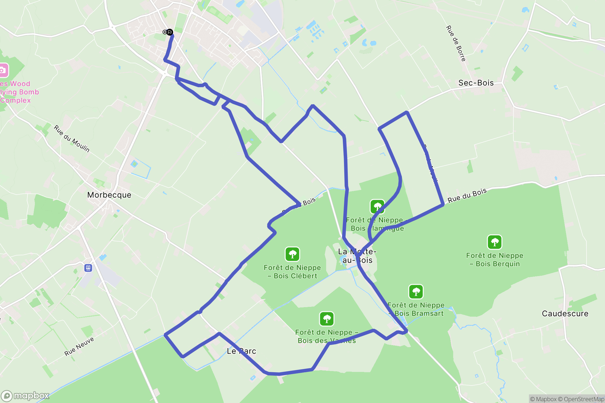Hazebrouck : carte du parcours de randonnée - France
