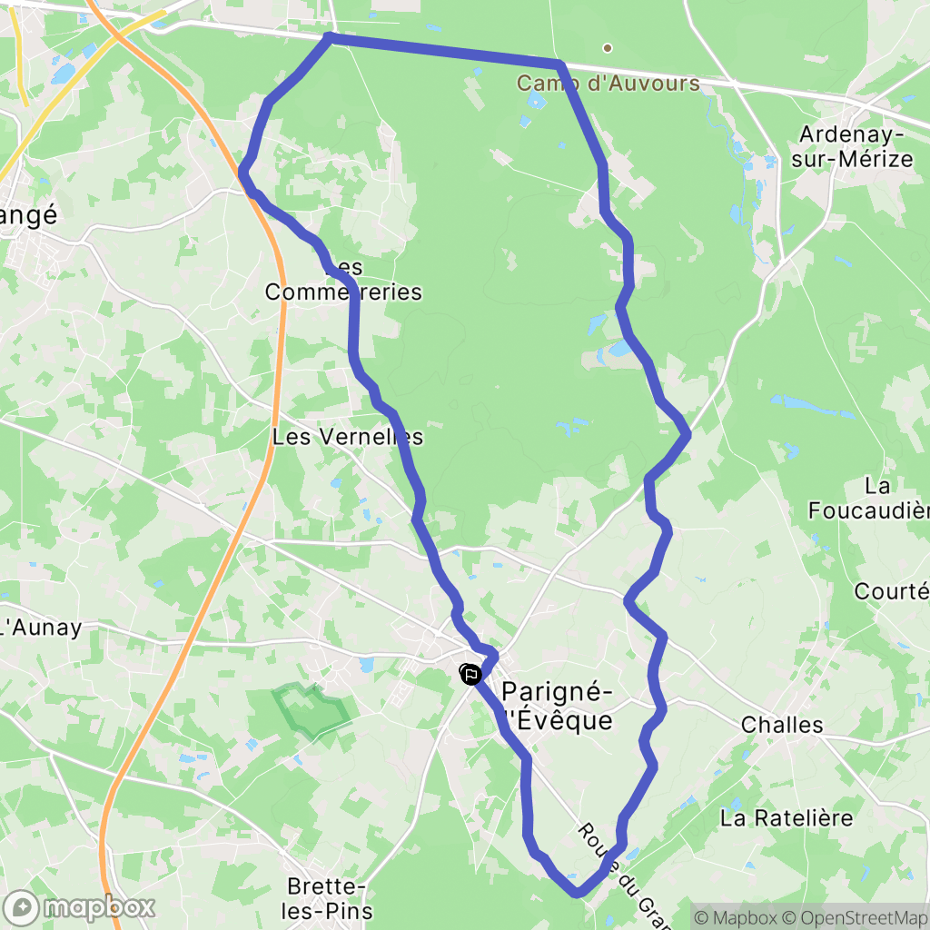 Parigné-l'Évêque : carte du parcours de randonnée - France