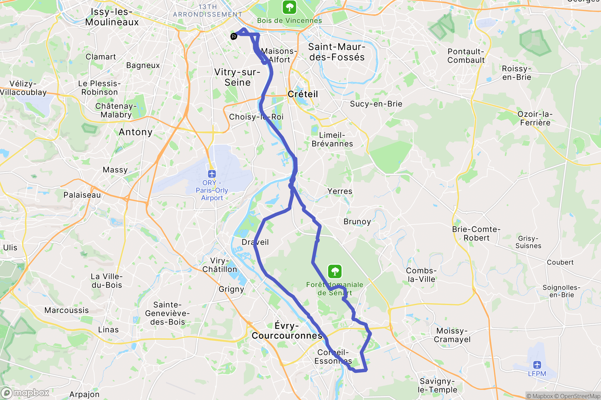 Ivry-sur-Seine : carte du parcours de randonnée - France