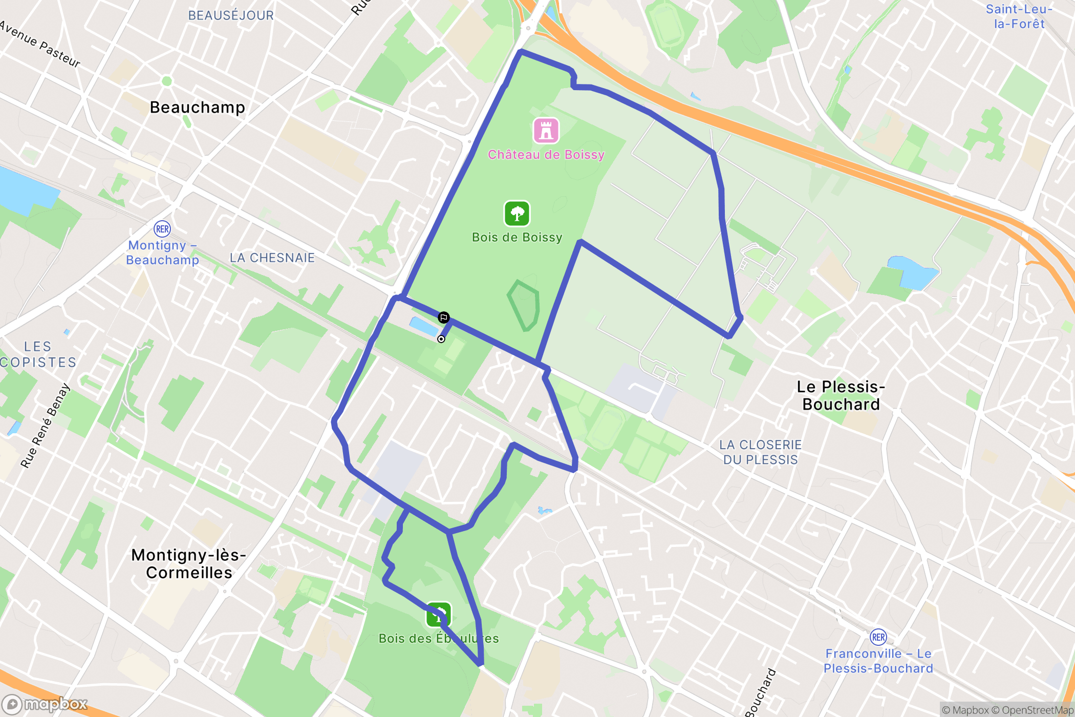 Beauchamp : carte du parcours de randonnée - France