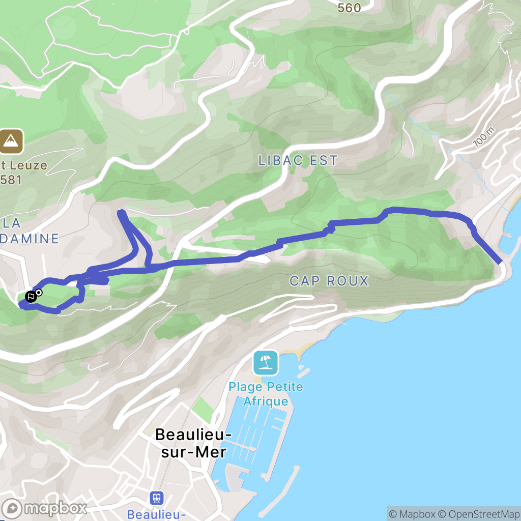 Villefranche-sur-Mer : carte du parcours de randonnée - France