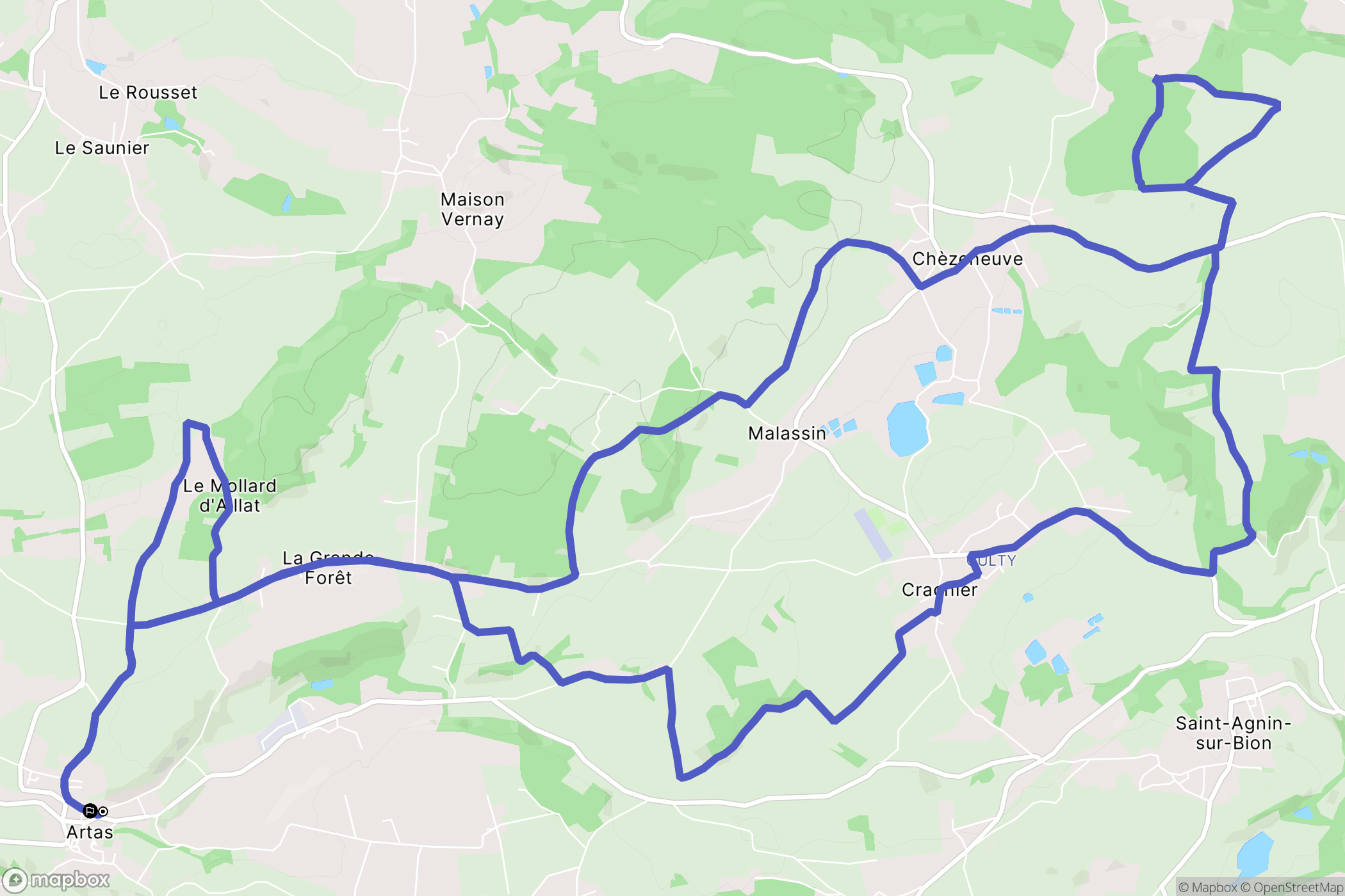 Artas : carte du parcours de randonnée - France