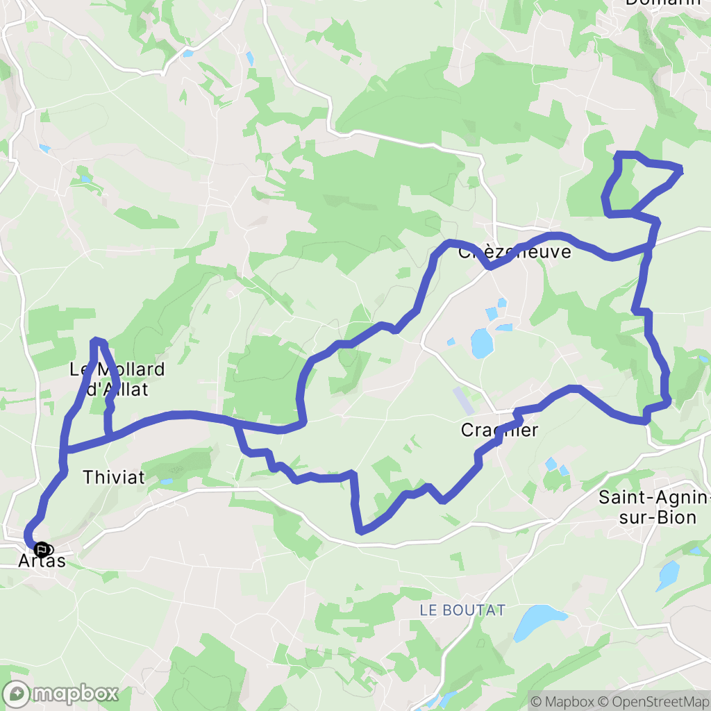 Artas : carte du parcours de randonnée - France