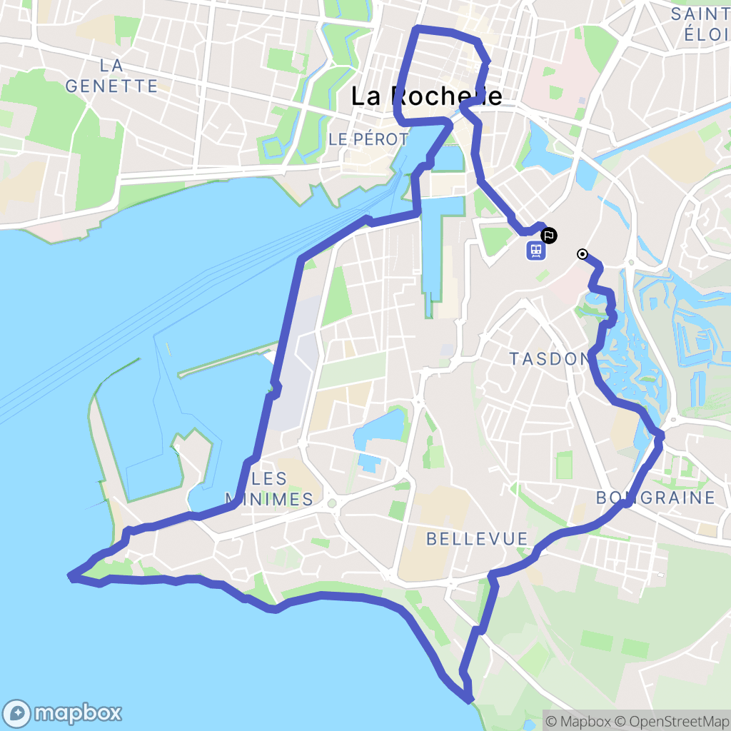La Rochelle : carte du parcours de randonnée - France