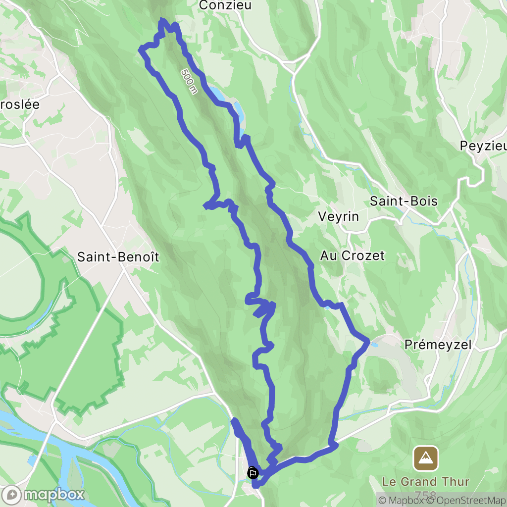 Groslée-Saint-Benoit : carte du parcours de randonnée - France