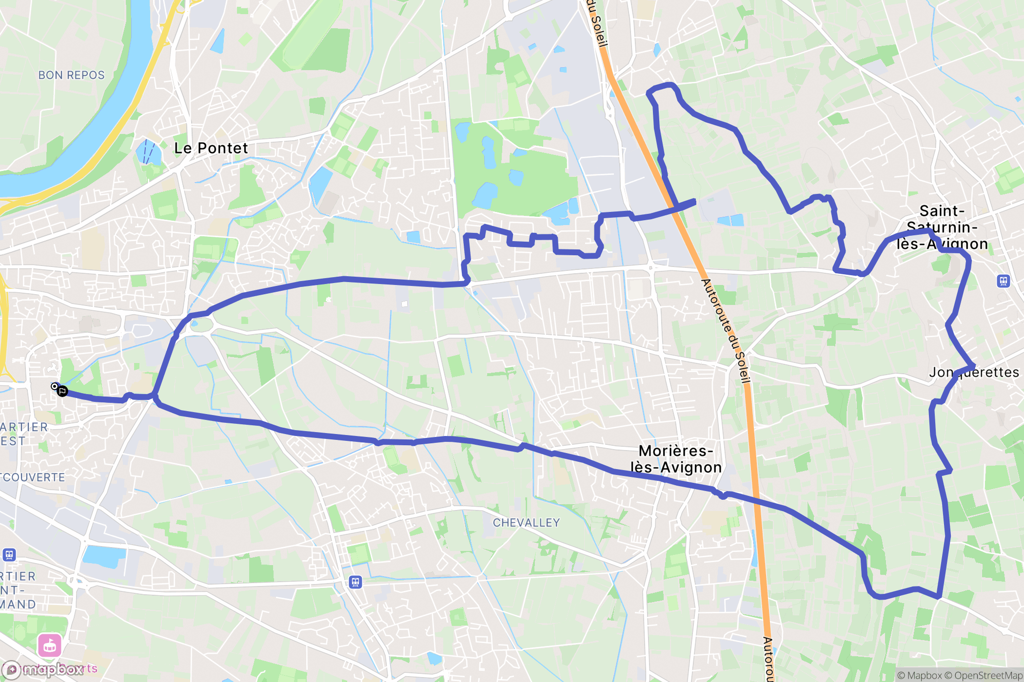 Avignon : carte du parcours de randonnée - France