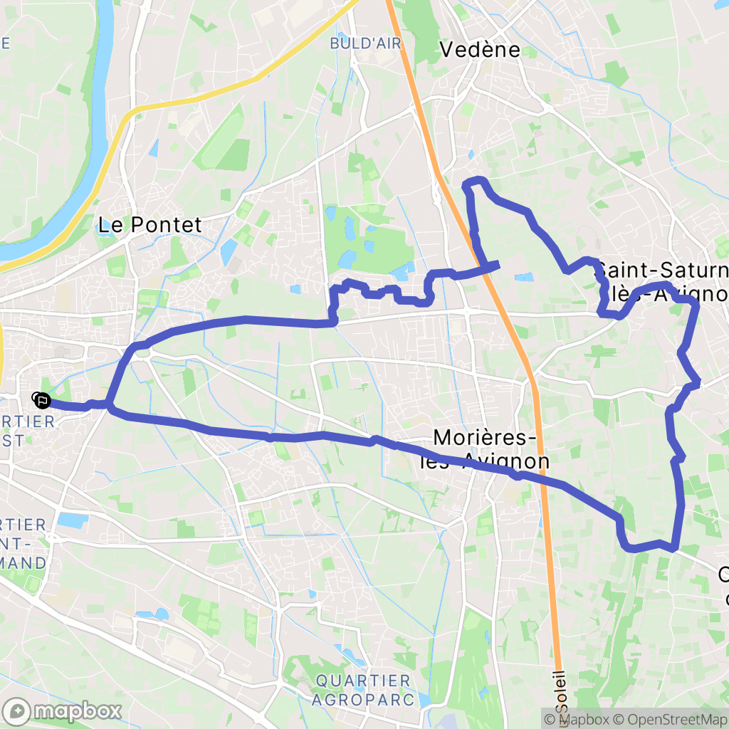 Avignon : carte du parcours de randonnée - France