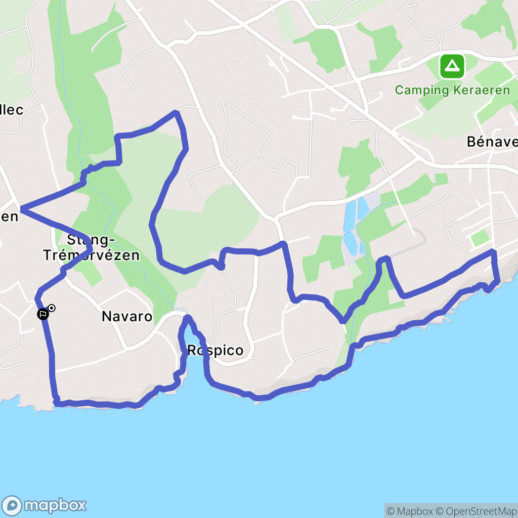 Névez : carte du parcours de randonnée - France