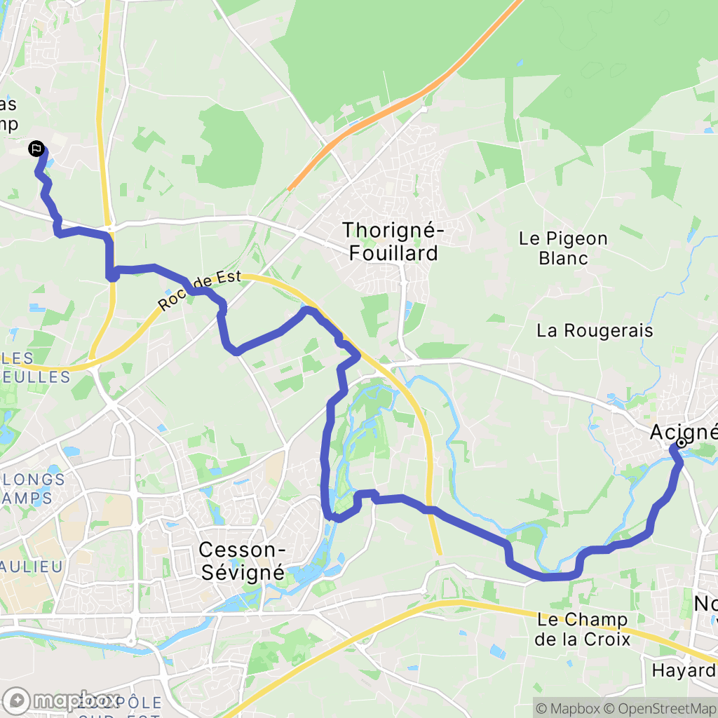 Acigné : carte du parcours de randonnée - France