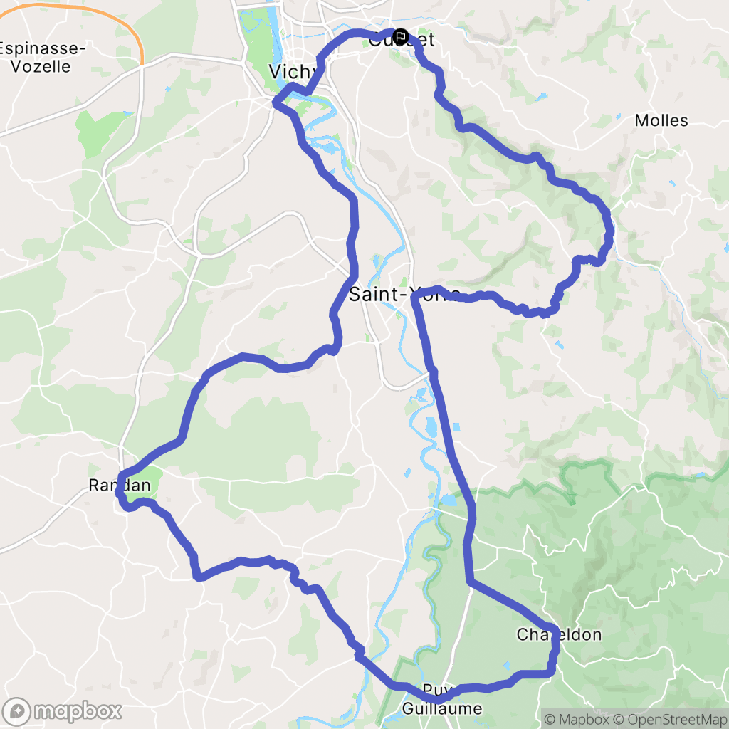 Cusset : carte du parcours de randonnée - France