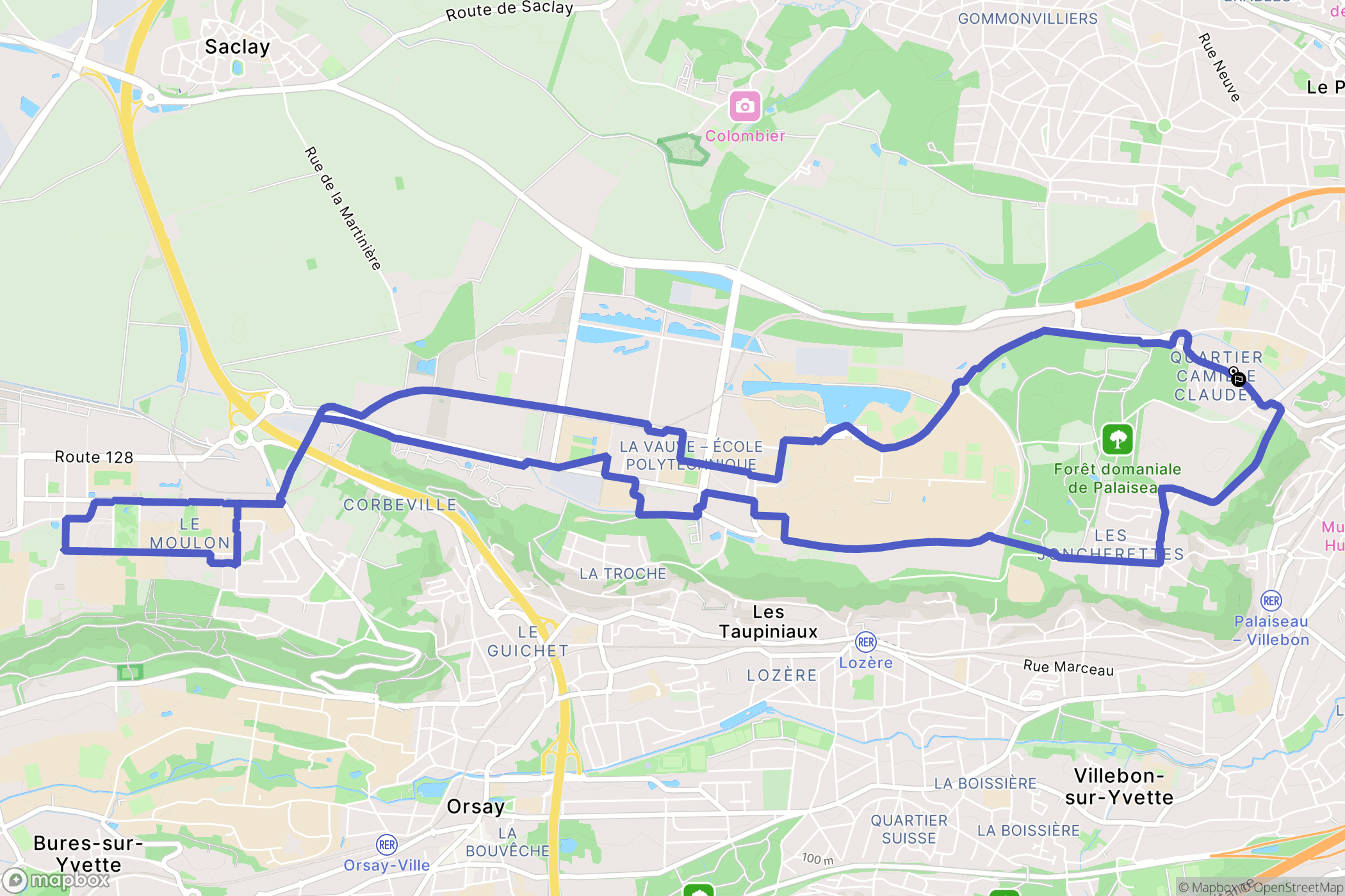 Palaiseau : carte du parcours de randonnée - France