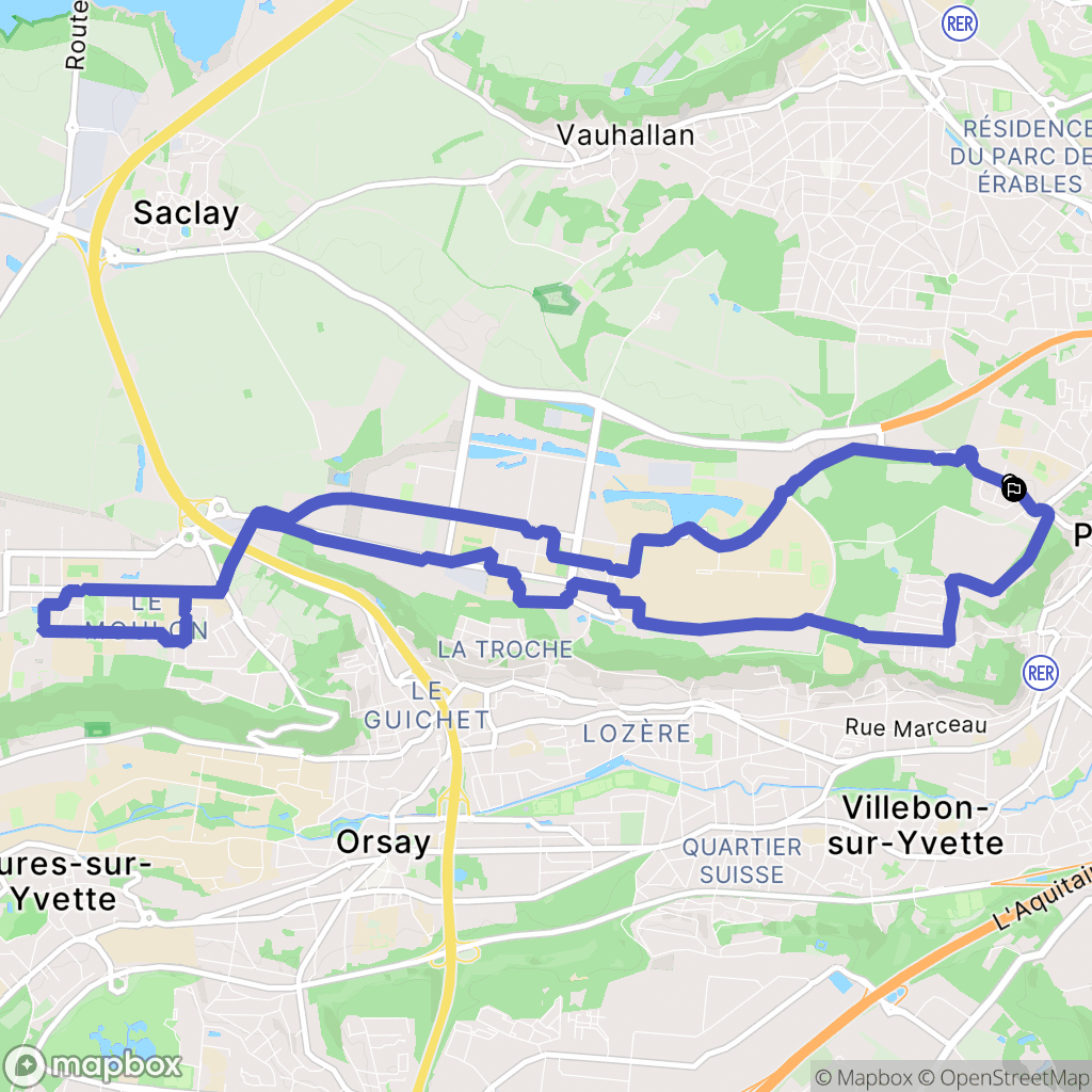 Palaiseau : carte du parcours de randonnée - France