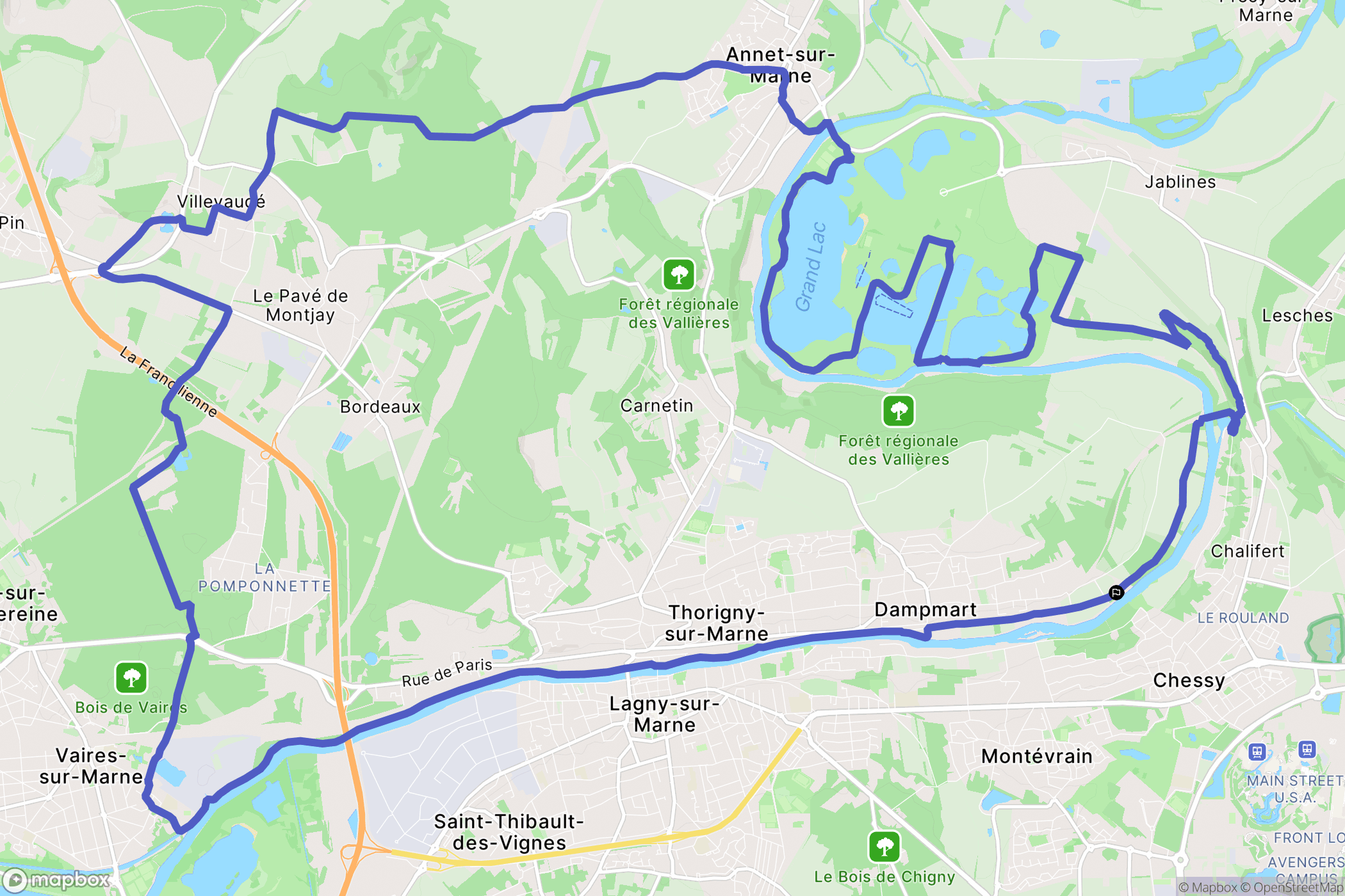 Dampmart : carte du parcours de randonnée - France