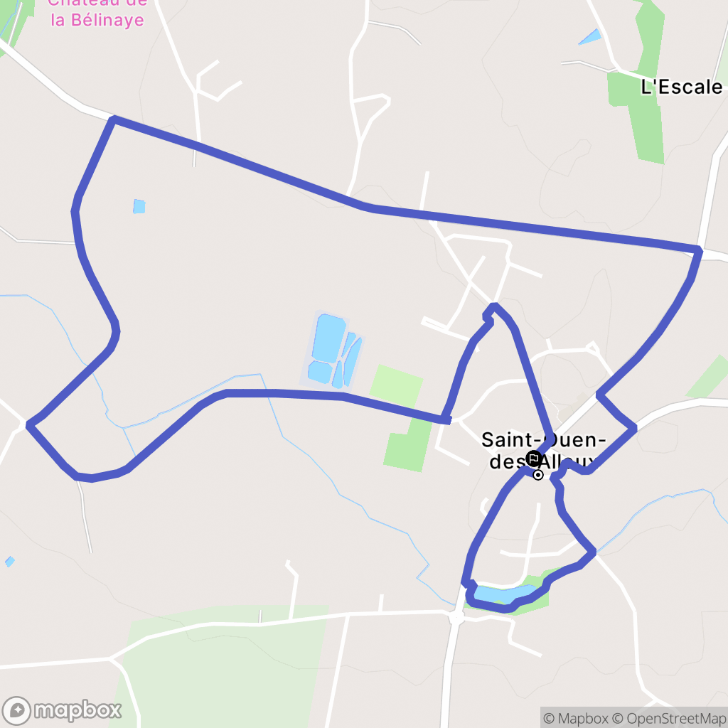 Saint-Ouen-des-Alleux : carte du parcours de randonnée - France