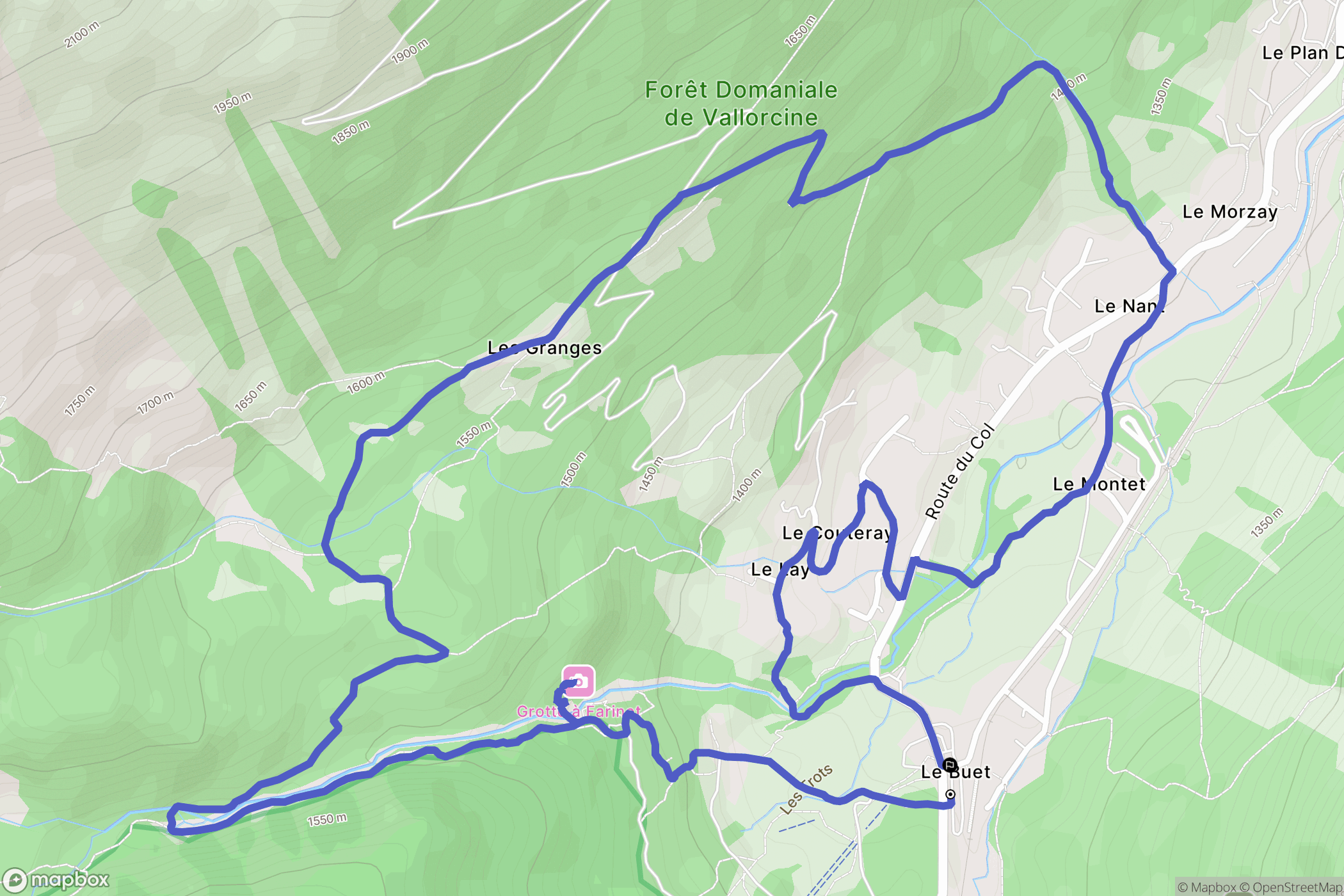 Vallorcine : carte du parcours de randonnée - France