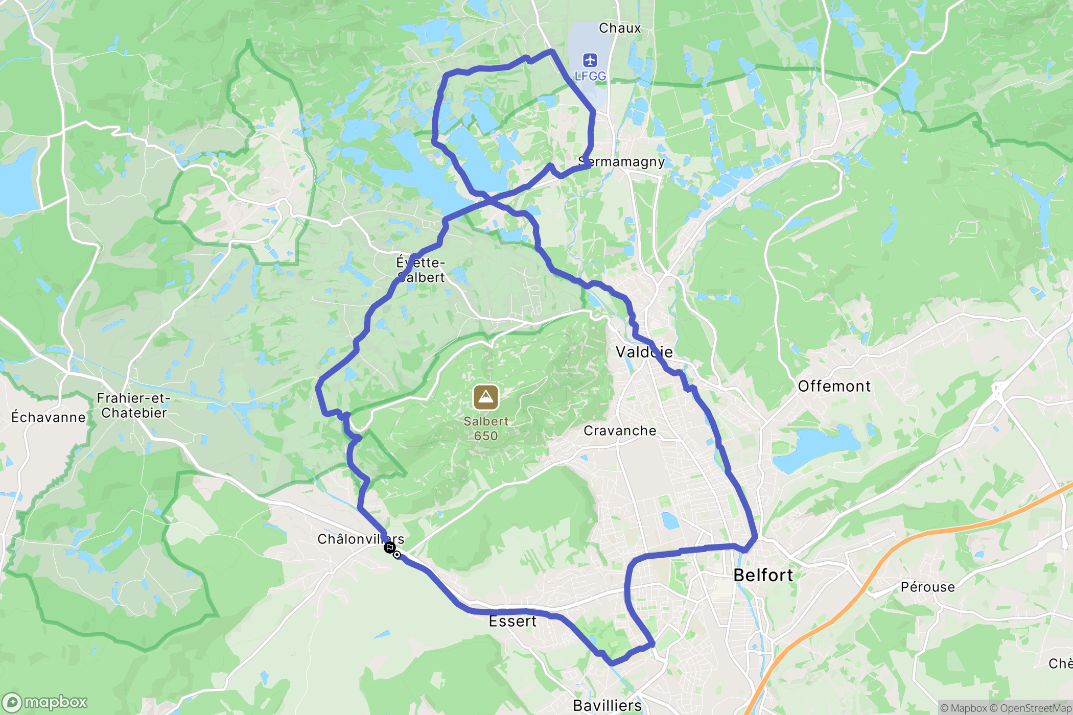 Châlonvillars : carte du parcours de randonnée - France