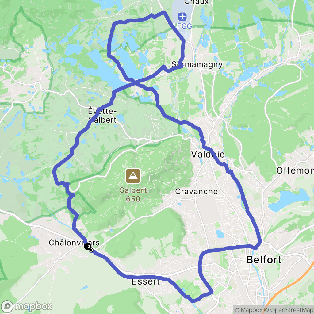 Châlonvillars : carte du parcours de randonnée - France