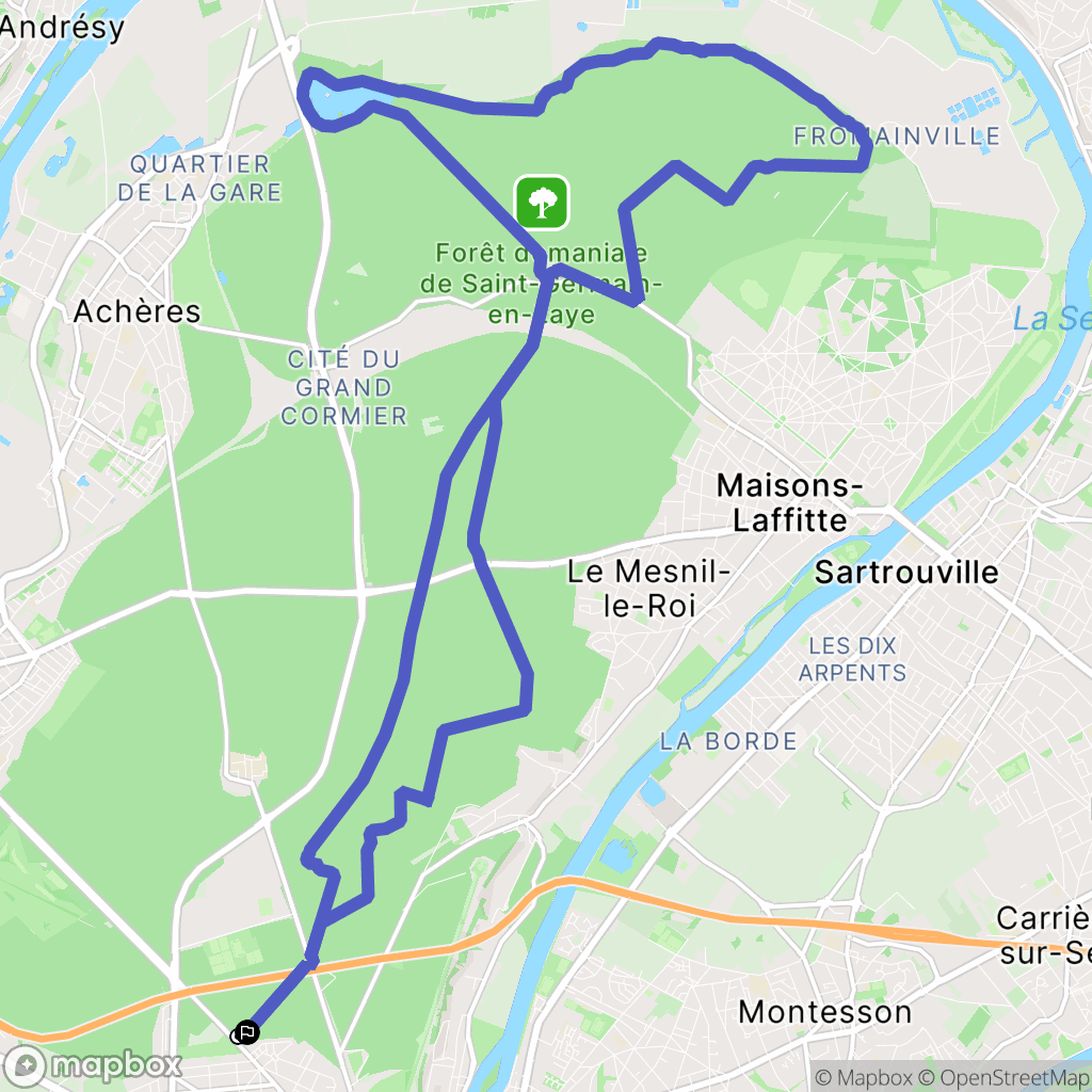 Saint-Germain-en-Laye : carte du parcours de randonnée - France