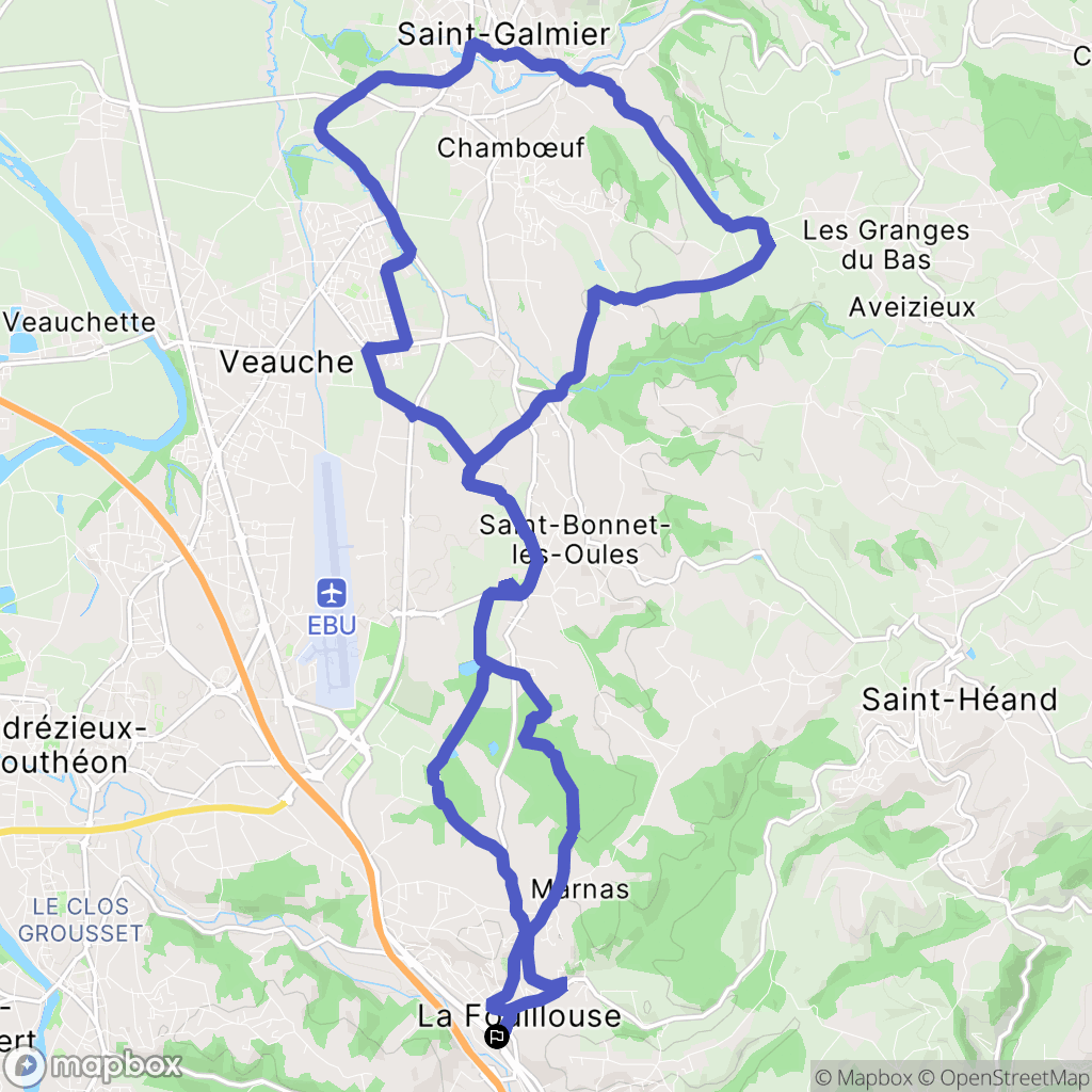 La Fouillouse : carte du parcours de randonnée - France